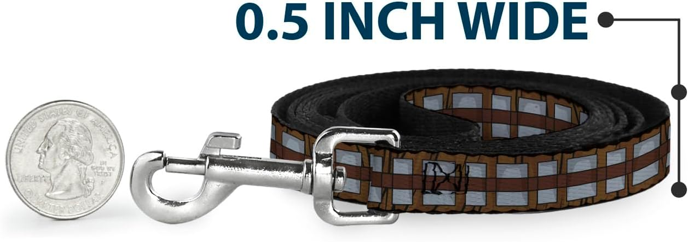 Dog Leash Star Wars Chewbacca Bandolier Bounding Browns Gray 6 Feet Long 1.0 Inch Wide image number 3