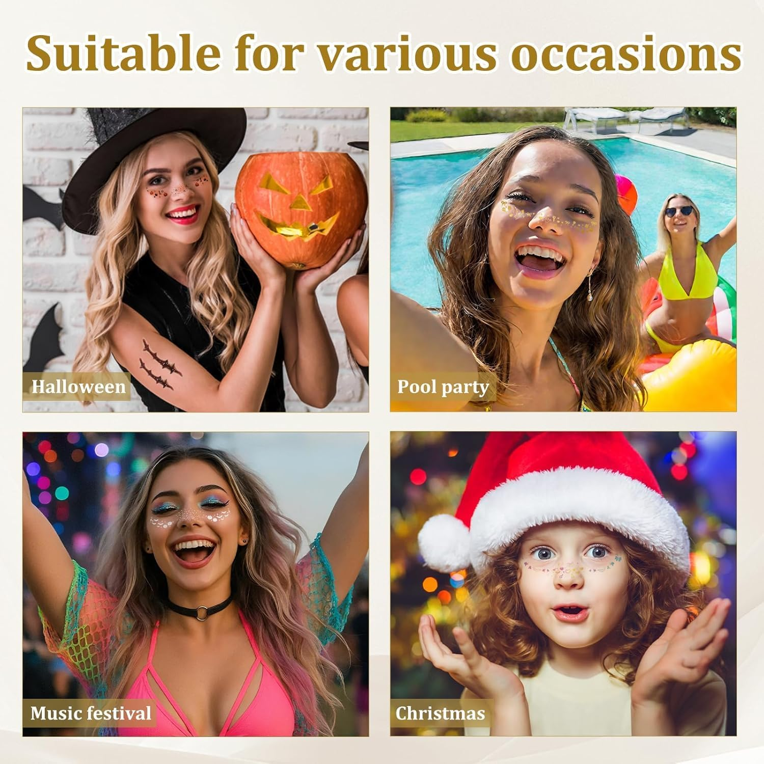 6Pcs Halloween Freckles Face Tattoo, Temporary Makeup Stickers, Temporary Freckle Sticker, Face Tattoos for Women, Halloween, Parties, Freckles Tattoo Art (A) - B image number 6