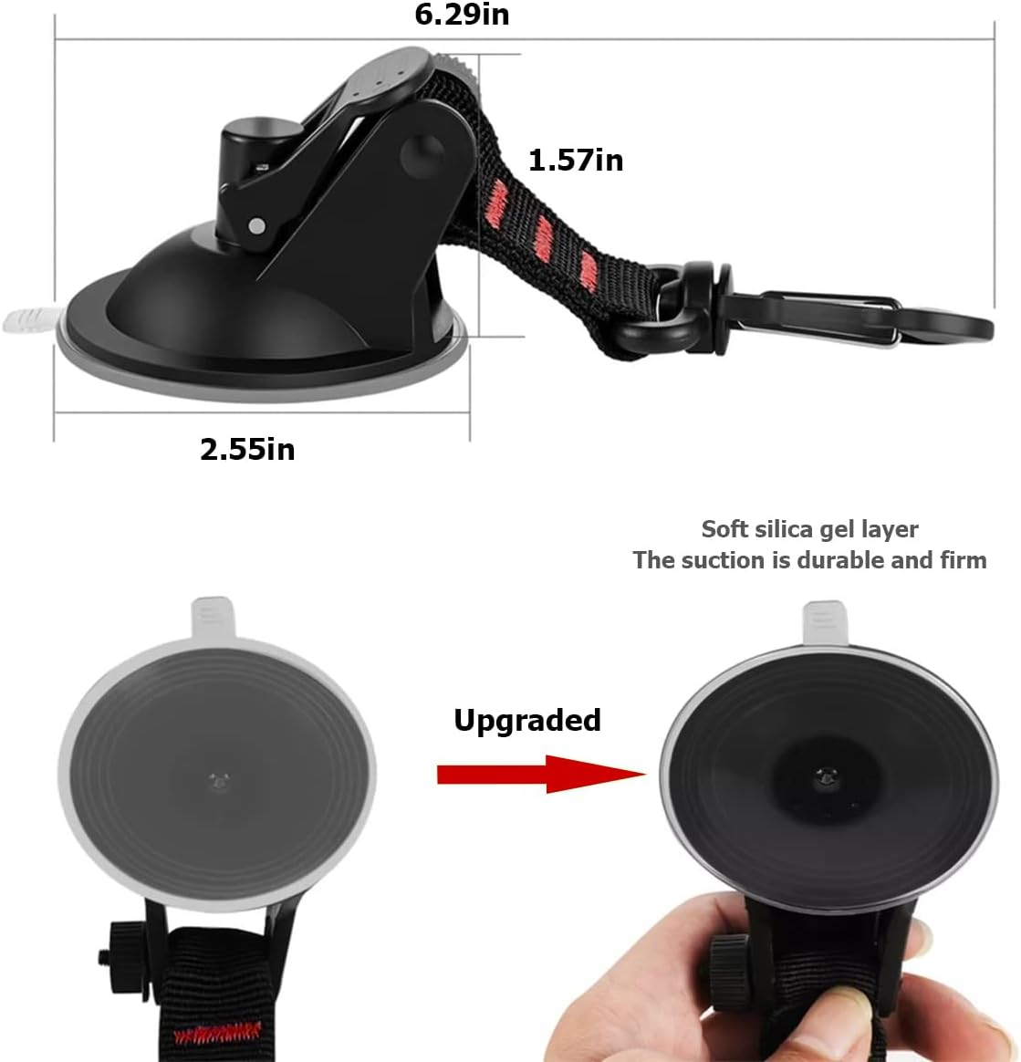 4PCS Heavy Duty Suction Cups with Hooks, Car Camping Tie down Tarp Accessory, Strong Power Viscous Silicone and Securing Hook, Universal for Car Awning, Boat, Camping Trap (Red) image number 3