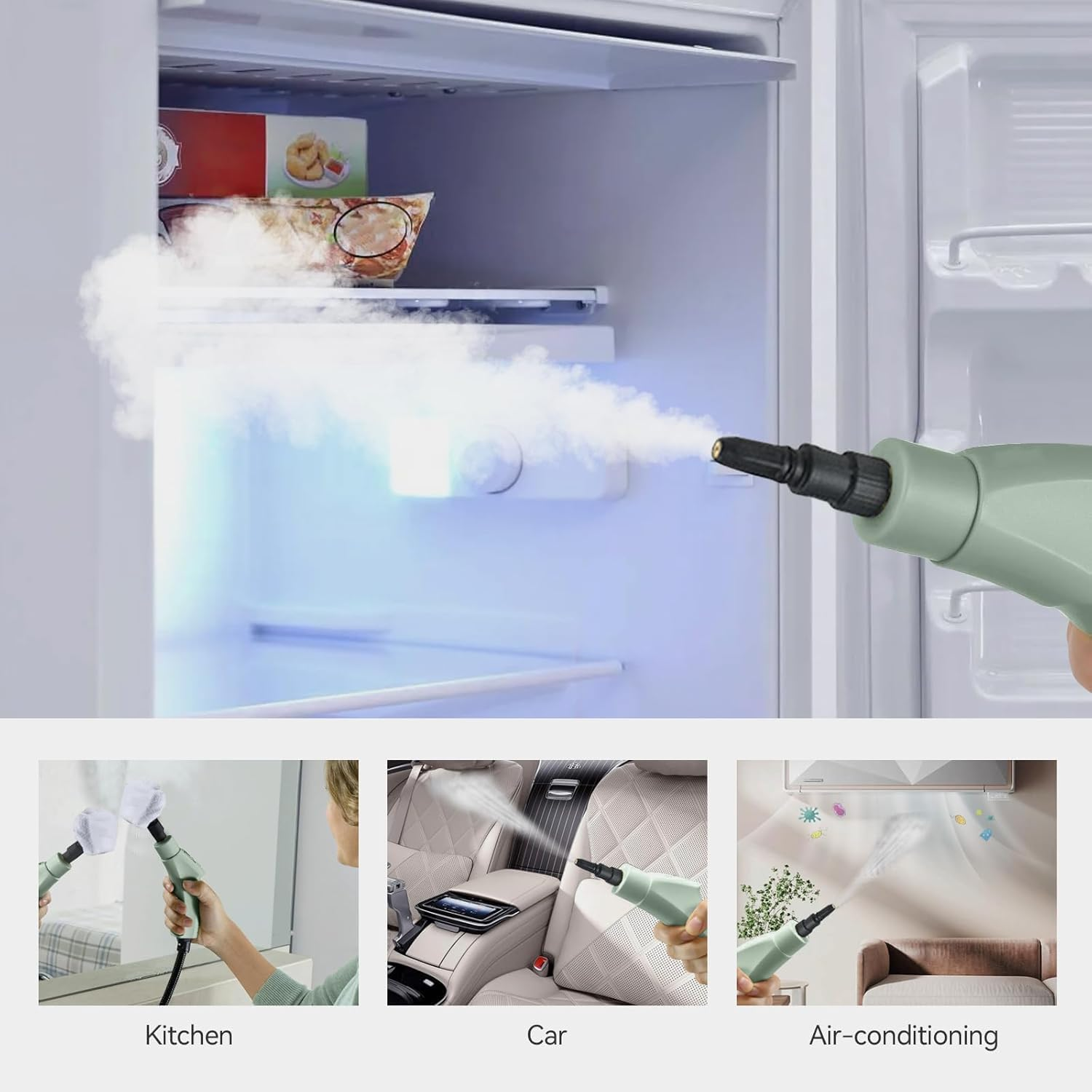 2500W High Pressure Steam Cleaner,Household Handheld Steam Cleaner Machine, Electric Steam Cleaner for Kitchen,Automotive Furniture and Floor Cleaning (Green) (Green) - Green image number 4