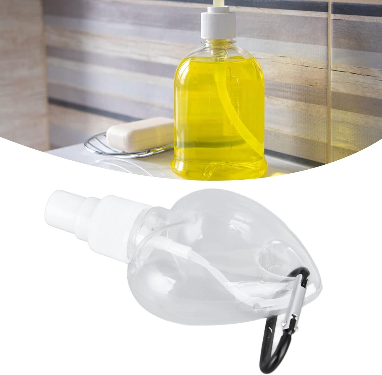 MUNEFE 2Pcs Travel Bottles, Plastic Clear Bottles, Keychain Bottles, for Cosmetics Liquid Soap Portable Toiletries Spray Type(Spray Heart) image number 3