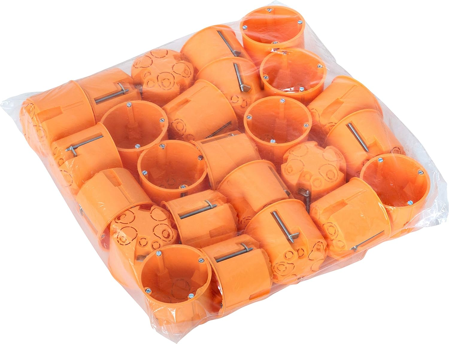 Meister Flush-Mounted Cavity Wall Socket &ndash; 60 Mm Deep &ndash; Orange &ndash; Pack of 25 &ndash; Diameter 68 Mm Milling Hole &ndash; for Installation of Switches & Sockets/Junction Box/Switch Box/Cavity Wall Device Box