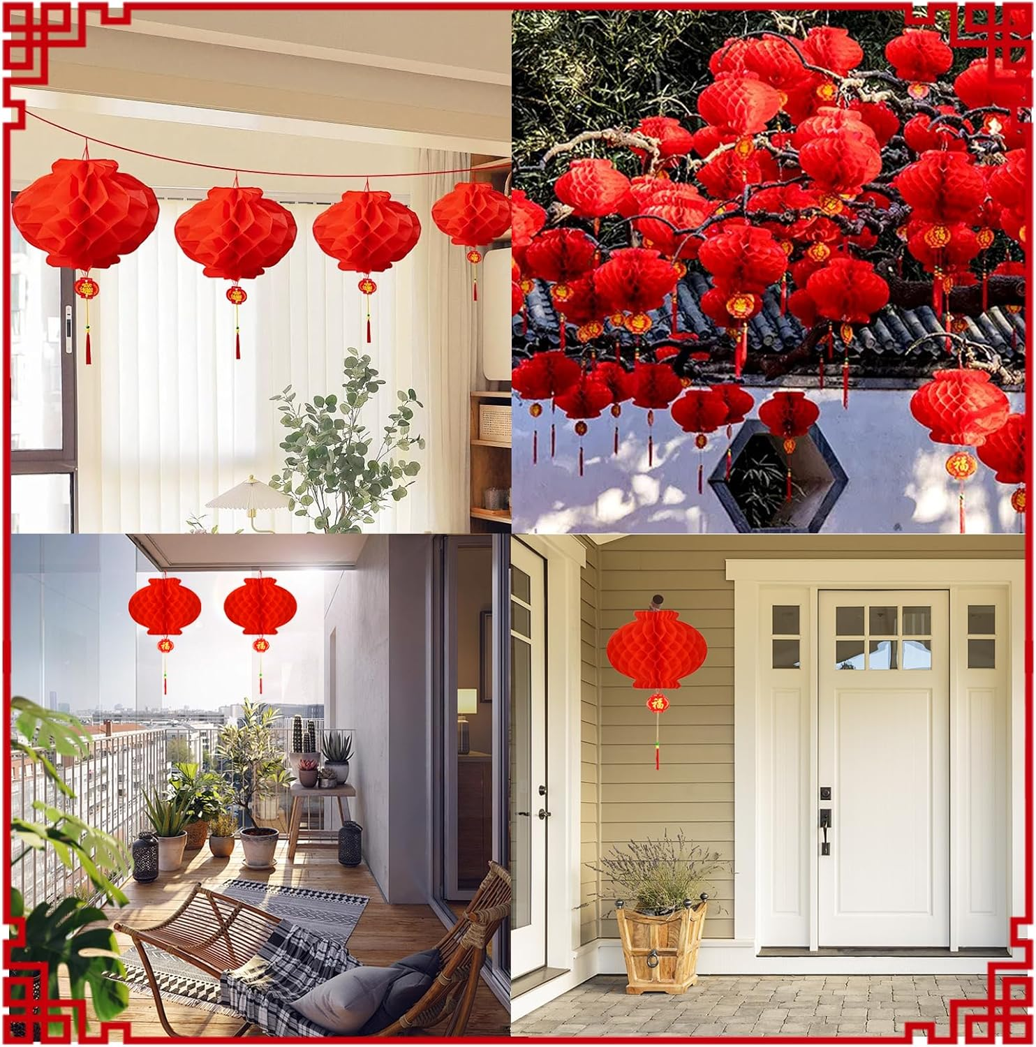 Viiotu 18 Pcs 11.8 in Red Paper Lantern,Chinese New Year Lanterns,Red Lantern,Red Lantern Decorative,Chinese New Year Decorations