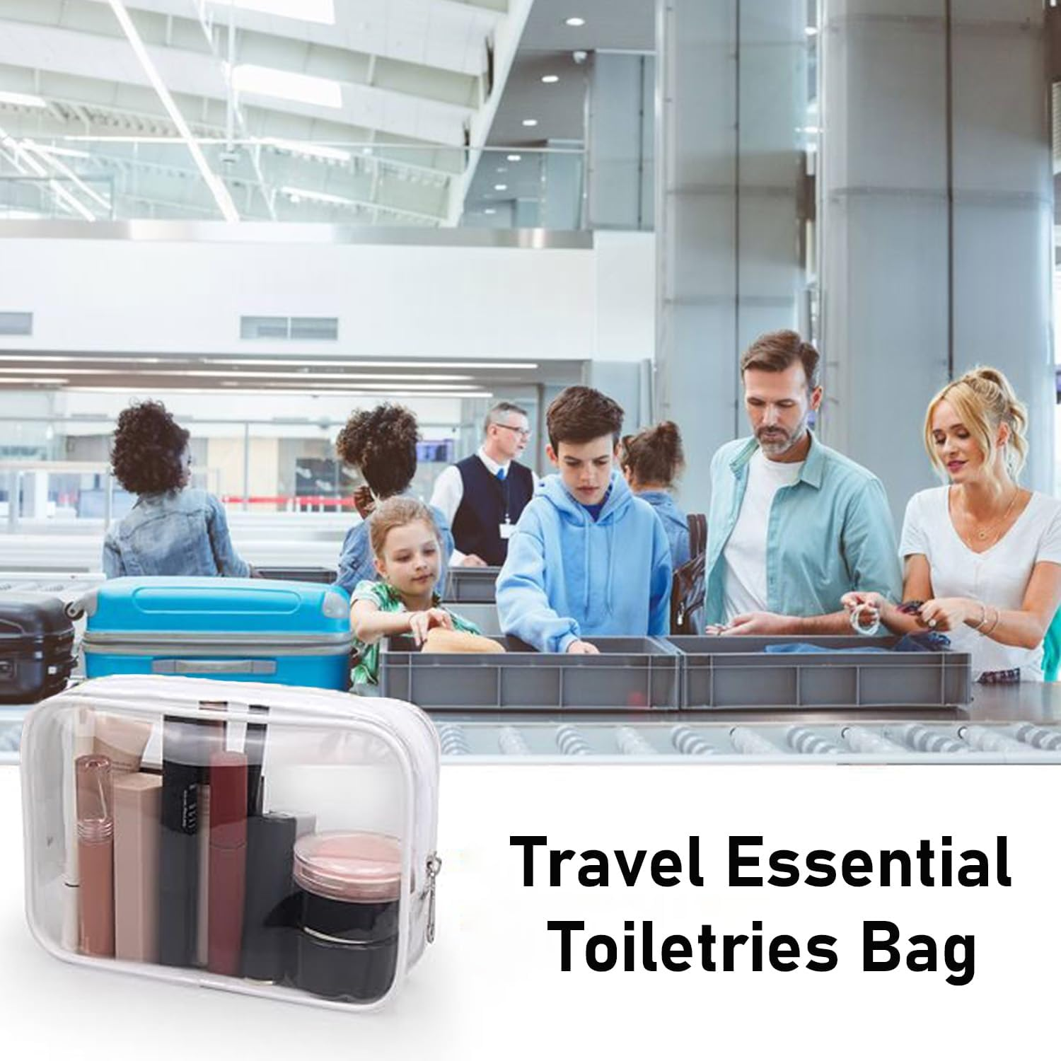 LINKPEACE TSA Approved Toiletry Bag, Cosmetic Bags 2 Pack with Zipper Carry on Airline Airport Travel Accessories, PVC Makeup Bags for Travel, Quart Size Travel Bags for Men and Women-White image number 3