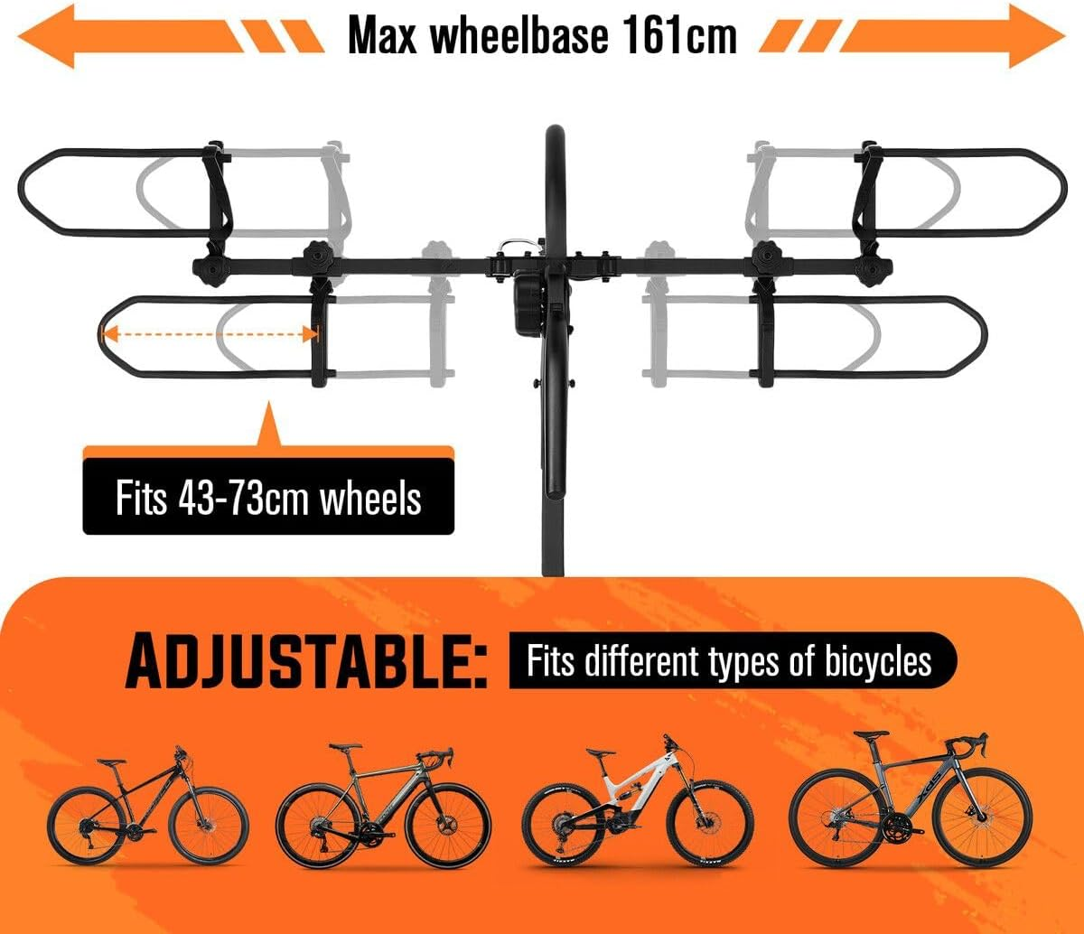 AUSWAY 2 Ebike Rack Bicycle Carrier Hitch Rear Mount Platform Mountain Bike Storage Holder Foldable Stand for Vehicle Car SUV Max Lord 73KG image number 2