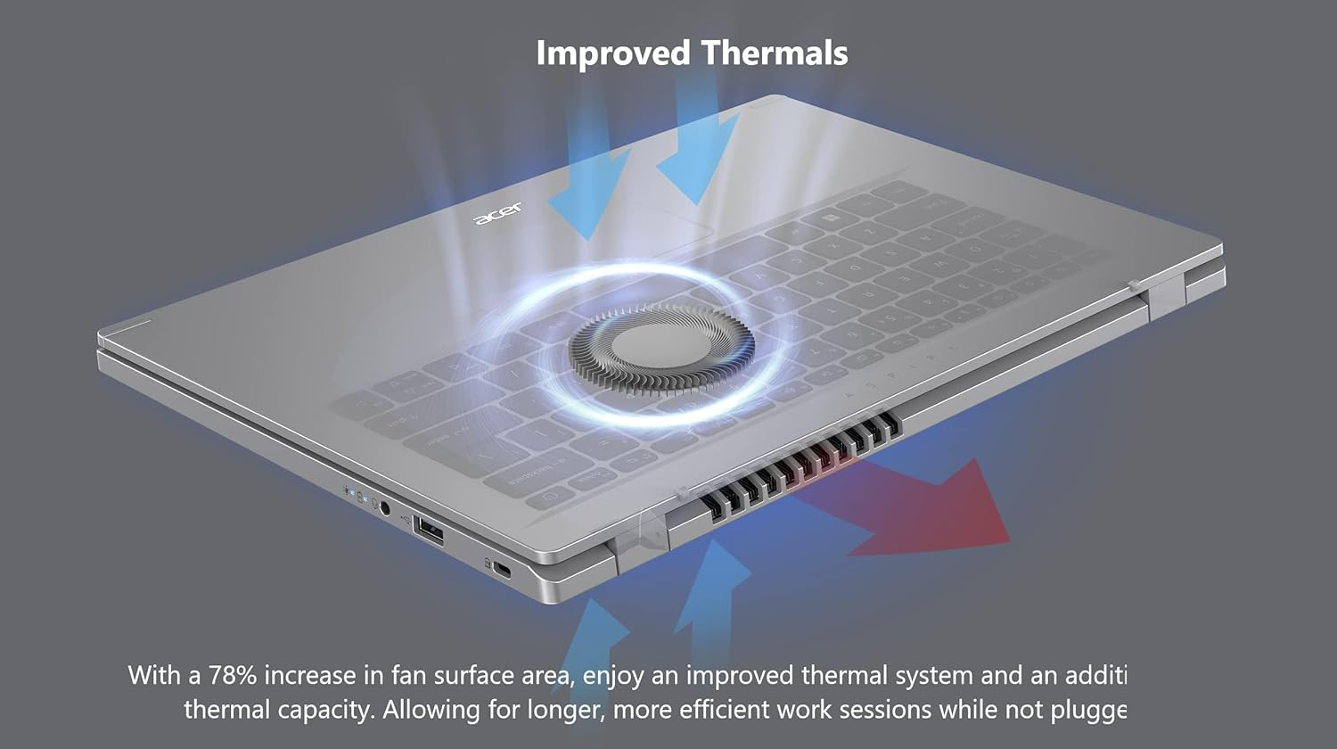 Acer Aspire 3 Slim Laptop, 15.6" FHD IPS Display, AMD Ryzzen 3 7320U, 8GB LPDDR5 RAM, 128GB SSD, Wifi 6, English Keyboard, Windows 11 Home in S Mode image number 4