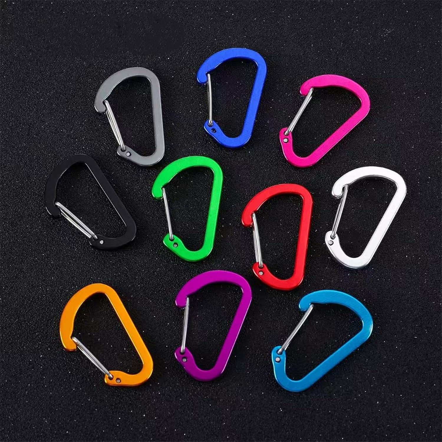 10 PCS 5 CM Locking Carabiner Keychain Clips, Aluminum Carabiner D Ring D-Shaped Spring Snap Hook Key Clip Connect Hooks for Keychain Keyring Belt Loop Water Bottle Backpack Hiking Camping image number 3