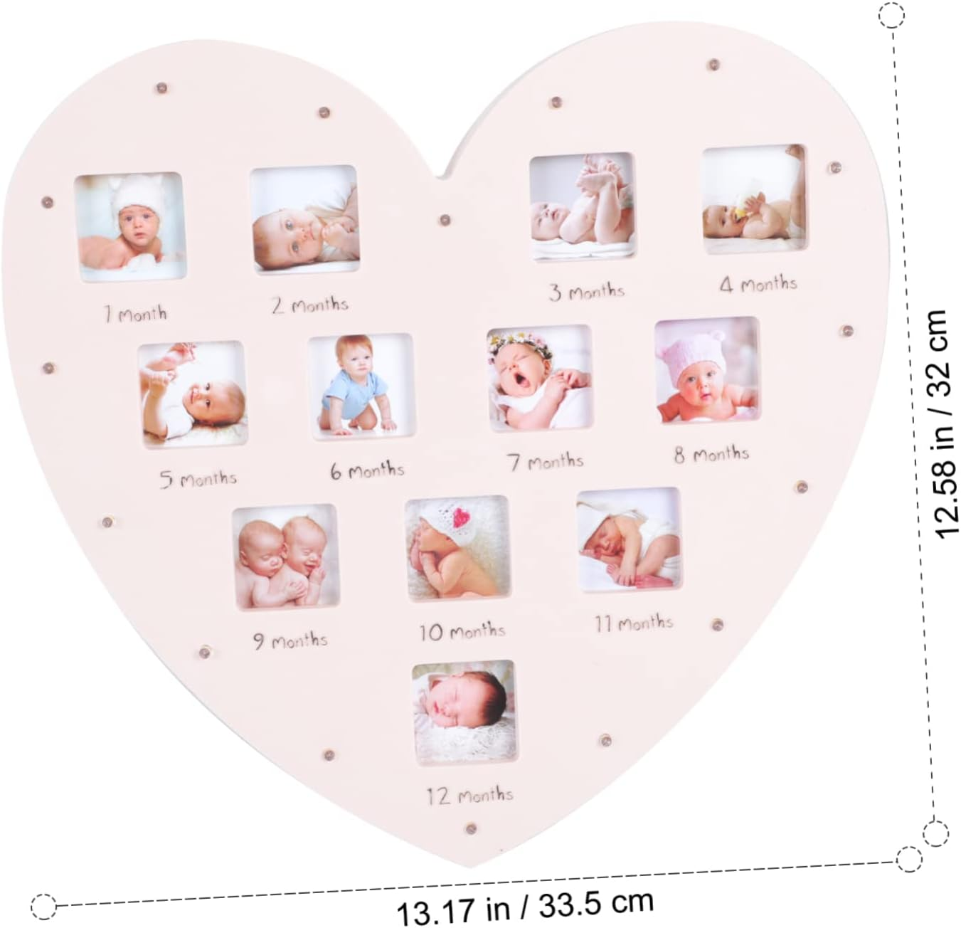 SECFOU Growth Record Photo Frame Heart Shape Light for First Year Memories Decorations image number 4