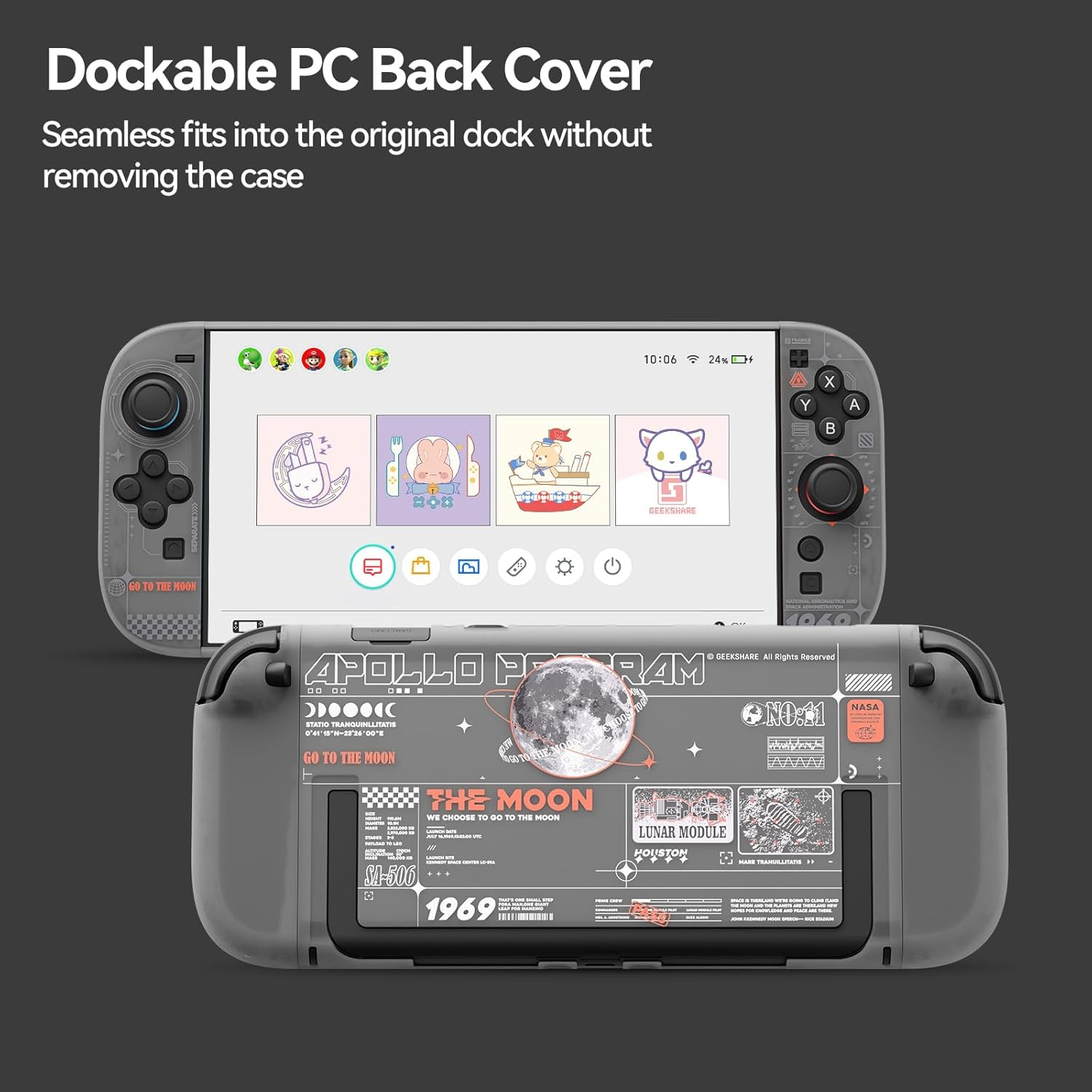 Geekshare Hard Case Compatible with Switch 2 (2025), Anti-Scratch Dockable Protective Cover for Switch 2 with Detachable Joy Con, the Moon(Frosted White) image number 1
