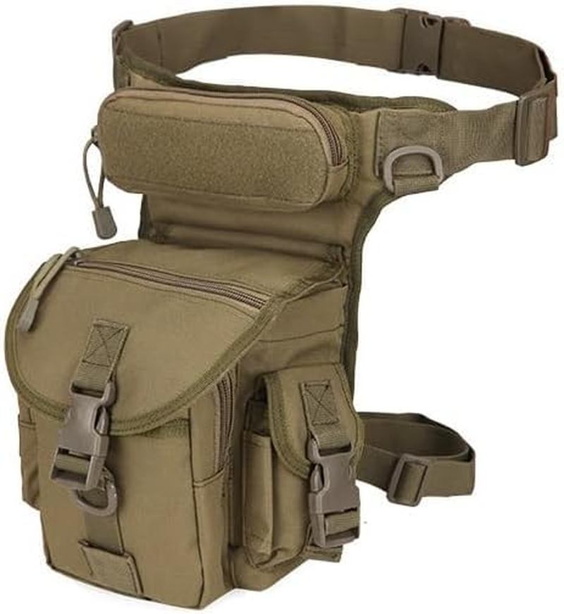 Tactical Drop Leg Pouch Bag Thigh Bag Pack Military Waist Bag Pack for Motorcycle Racing Bike Cycling Hiking Horse Riding, Drop Leg Bag (Army Green, One Size)
