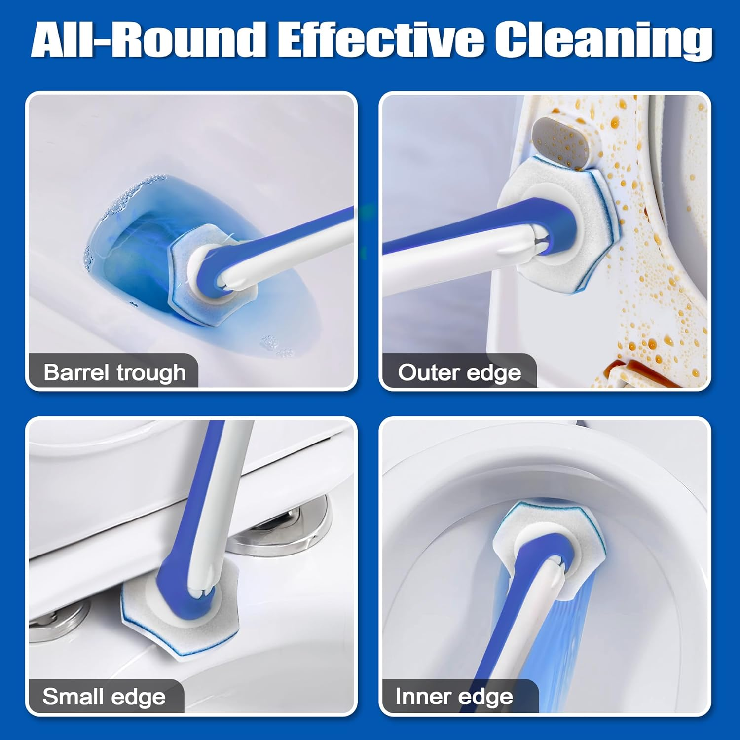 JEHONN Disposable Toilet Brush with 48PCS Wand Cleaner Refills, Wall Mounted Toilet Bowl Brush Holder Set, Bathroom Cleaning System for Sink Bathtub Wash Basin (Blue) image number 5