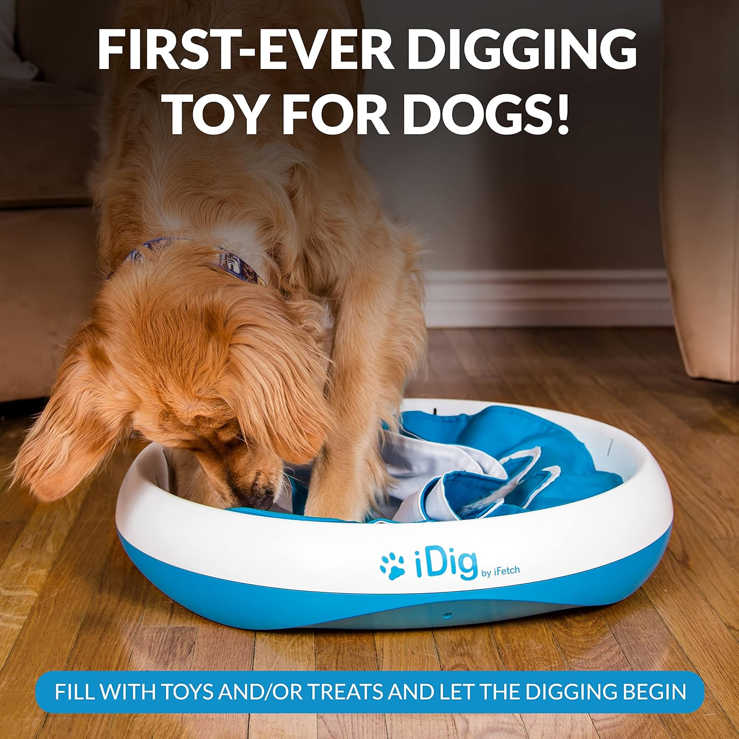 Ifetch Digging Toy for Dogs, Blue/White image number 3