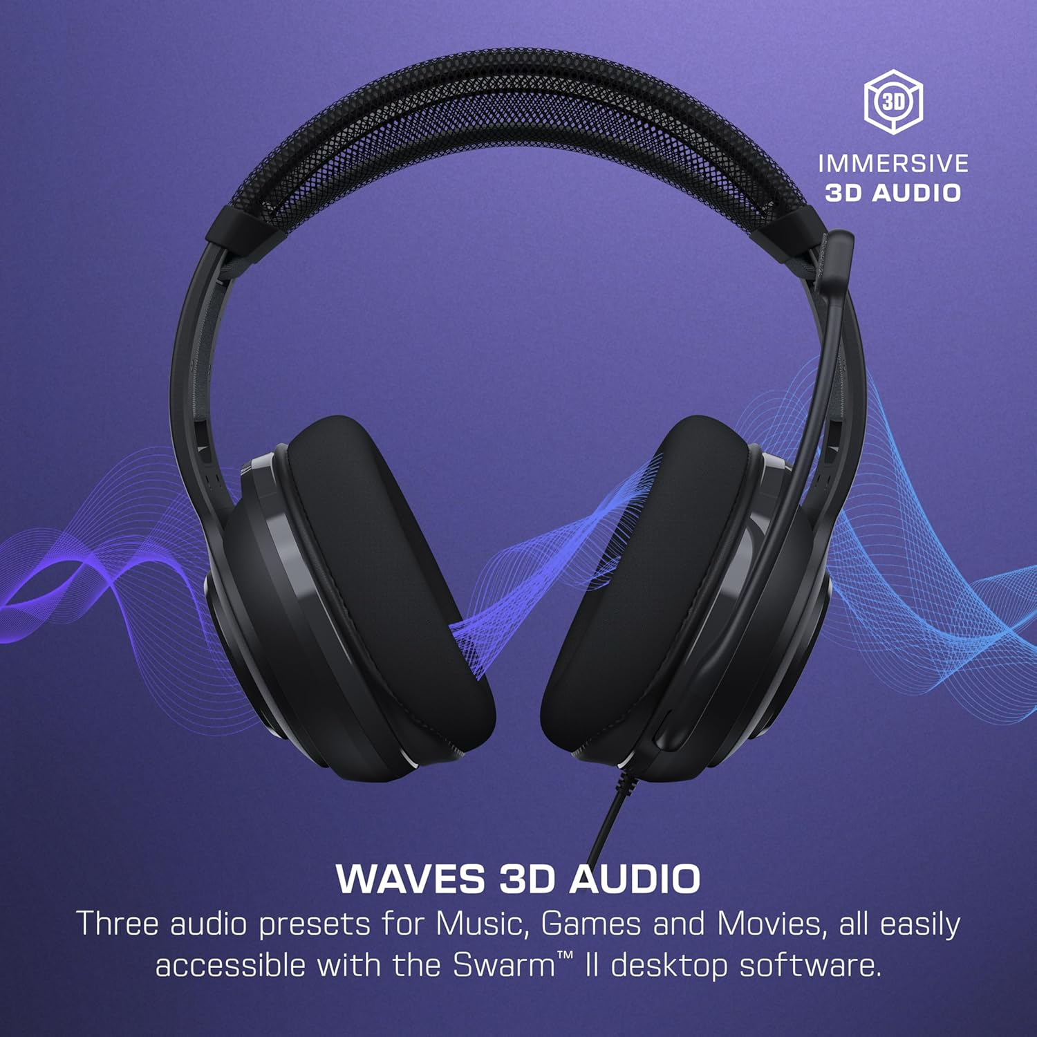 Turtle Beach Atlas 200 Wired USB PC Headset for PC, Gaming Consoles, Xbox, Playstation, 50Mm Nanoclear Drivers, High-Fidelity Audio, Waves 3D Audio, Flip-To-Mute Mic, Memory Foam Cushions - Black image number 4