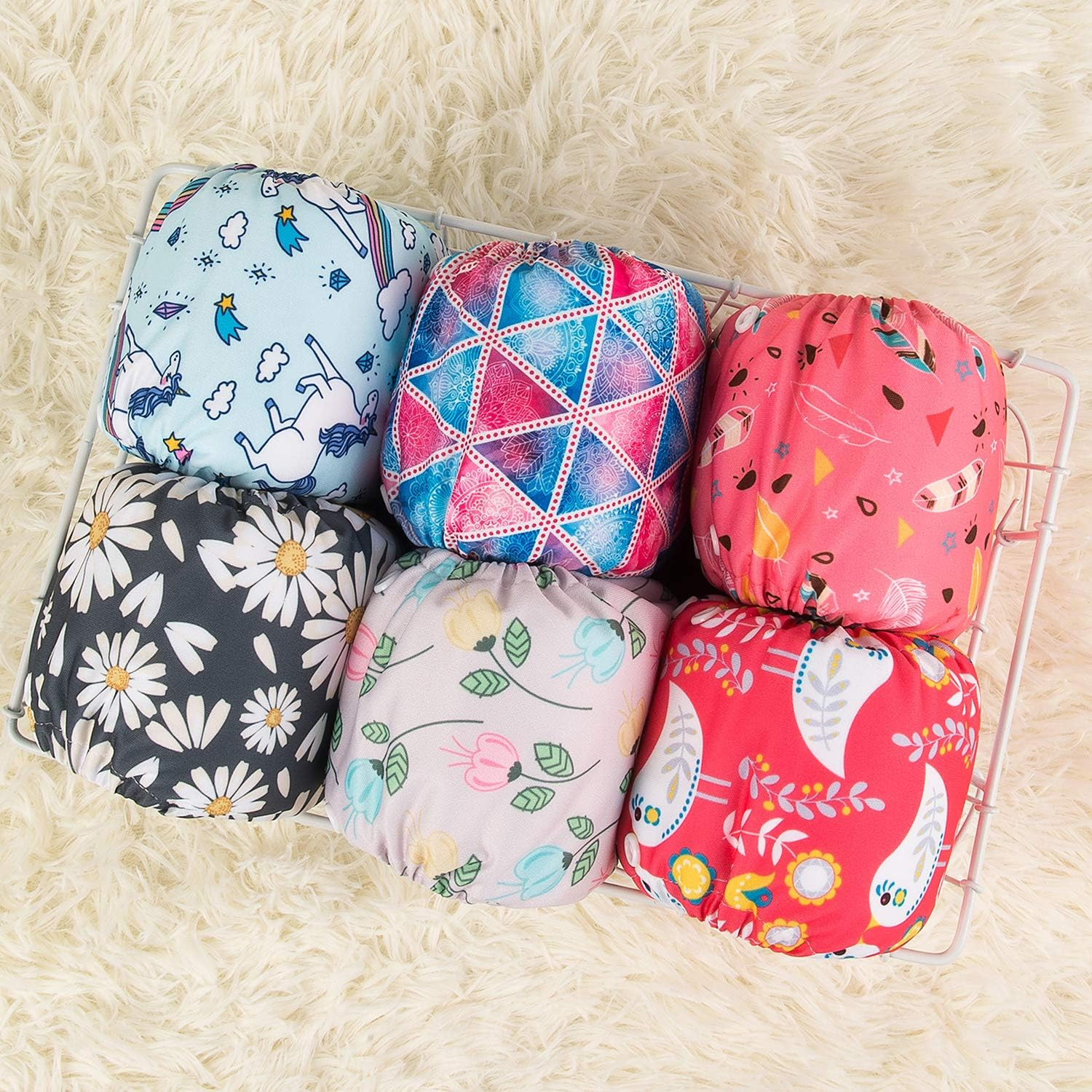 ALVABABY Pocket Newborn for Less than 12Pounds Baby Snaps Cloth Diapers Nappy 6Pcs with 12 Inserts 6SVB09-AU image number 5