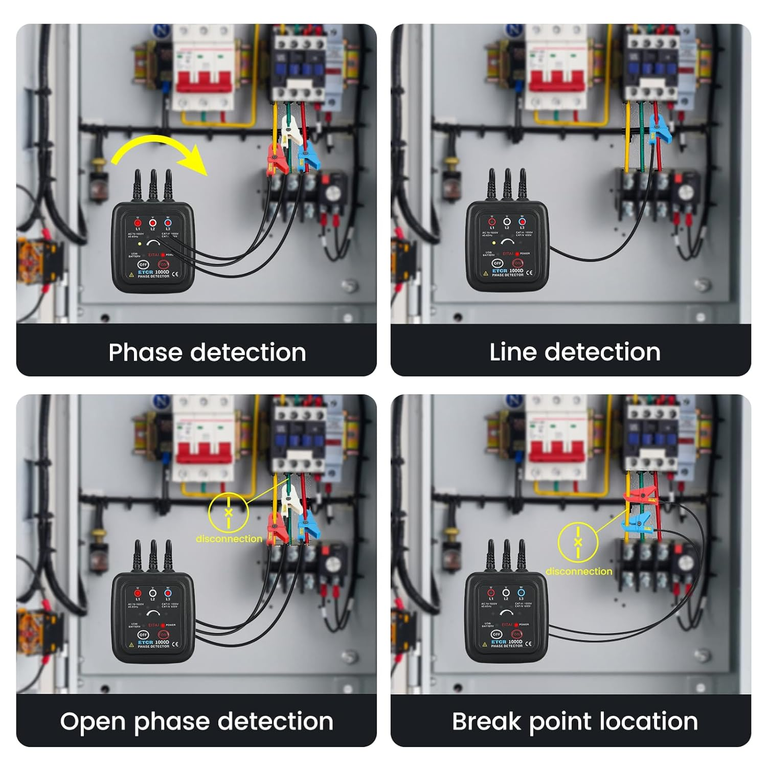 EITAI-ETCR1000D Non-Contact Phase Sequence Tester, AC 70V-1000V, &Phi;1.6Inch/40Mm, Manufacturer Direct Sales, Phase Rotation Meter image number 3