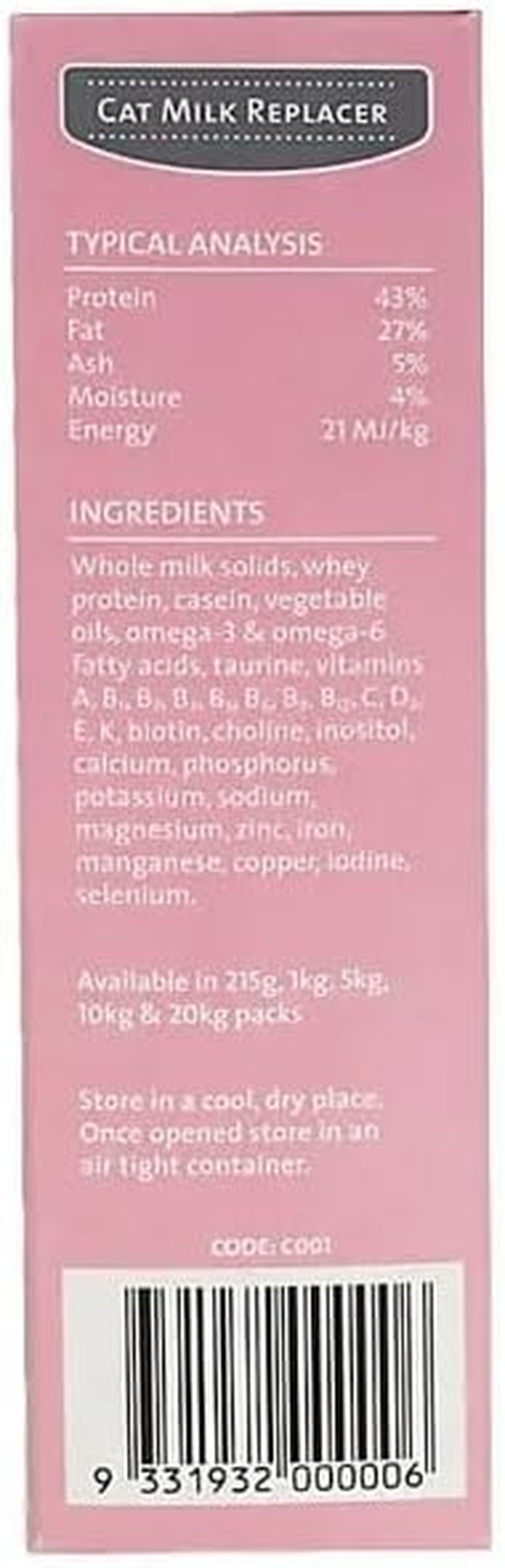 Wombaroo Orphaned Cat Milk Replacer, 215 Grams image number 1