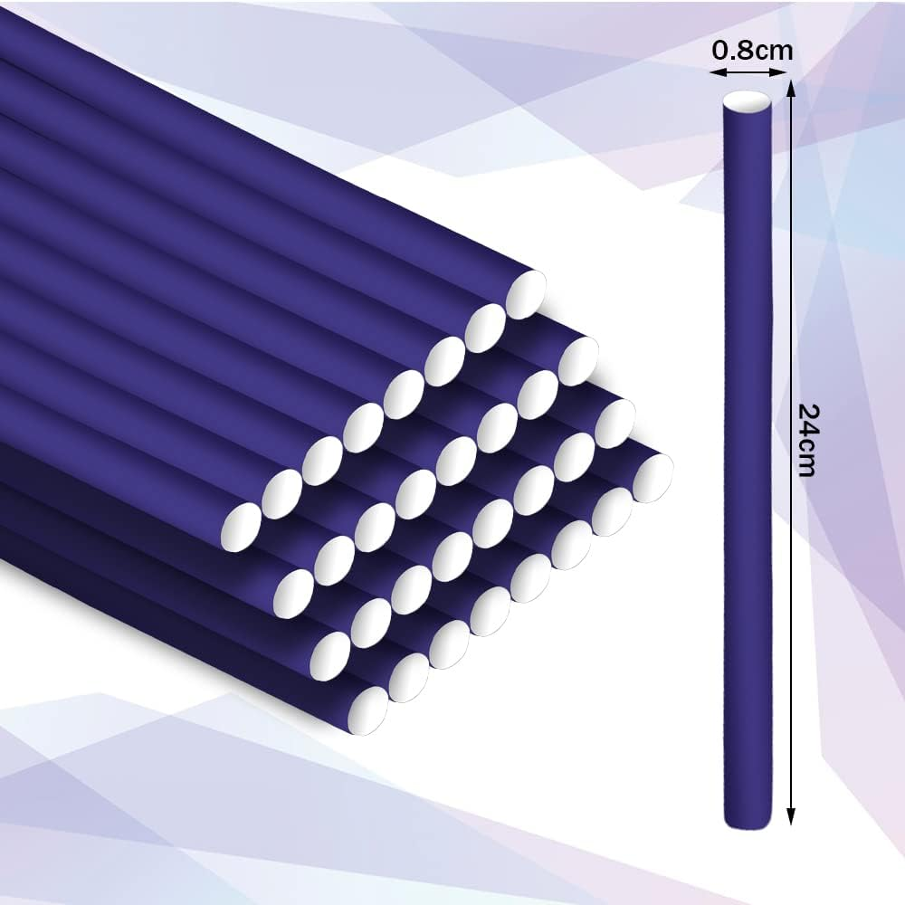 Pack of 30 Curls without Heat Curlers, Flexible Hair Curler Twist Foam Hair Rollers, Purple Perm Hair Curls Curlers Overnight Hair Rollers for Women Girls Long Short Hair image number 1
