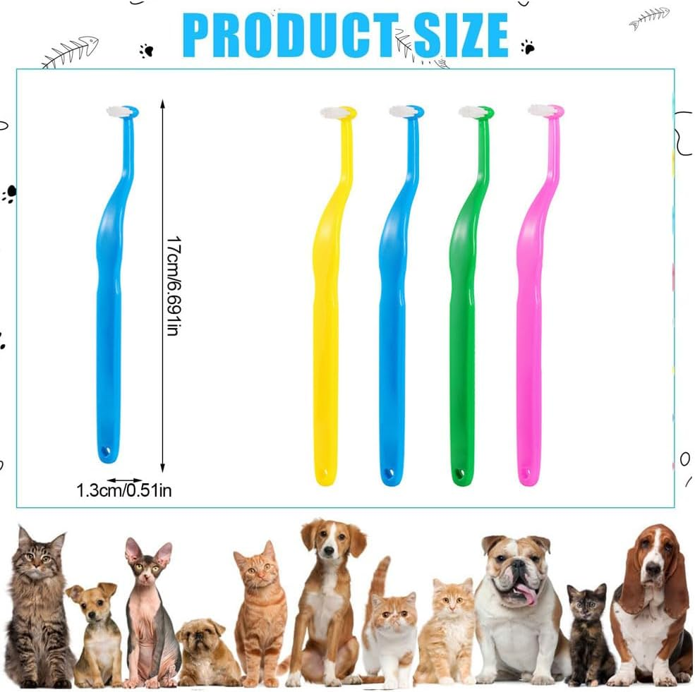 4PCS Small Dog & Cat Toothbrush Kit &ndash; Micro Head, Soft Bristles for Tiny Pets, Deep Dental Cleaning for Puppies, Kittens, Chihuahuas & More | Gentle Curved Neck Design image number 3