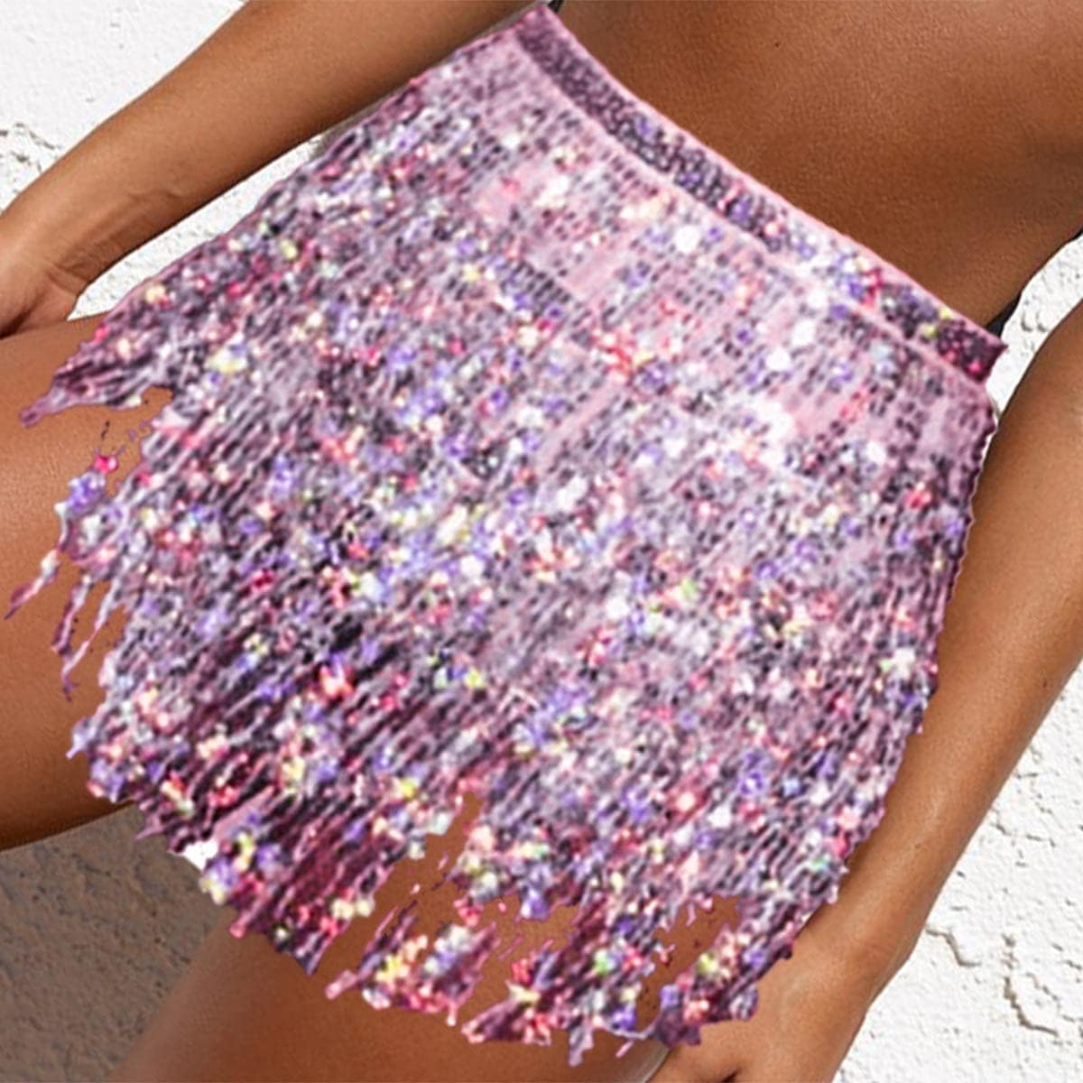 Women'S Belly Dance Hip Skirt Tassel Sequins Hip Scarf Strappy Wrap Rave Skirts Halloween Costume Club Festival image number 5