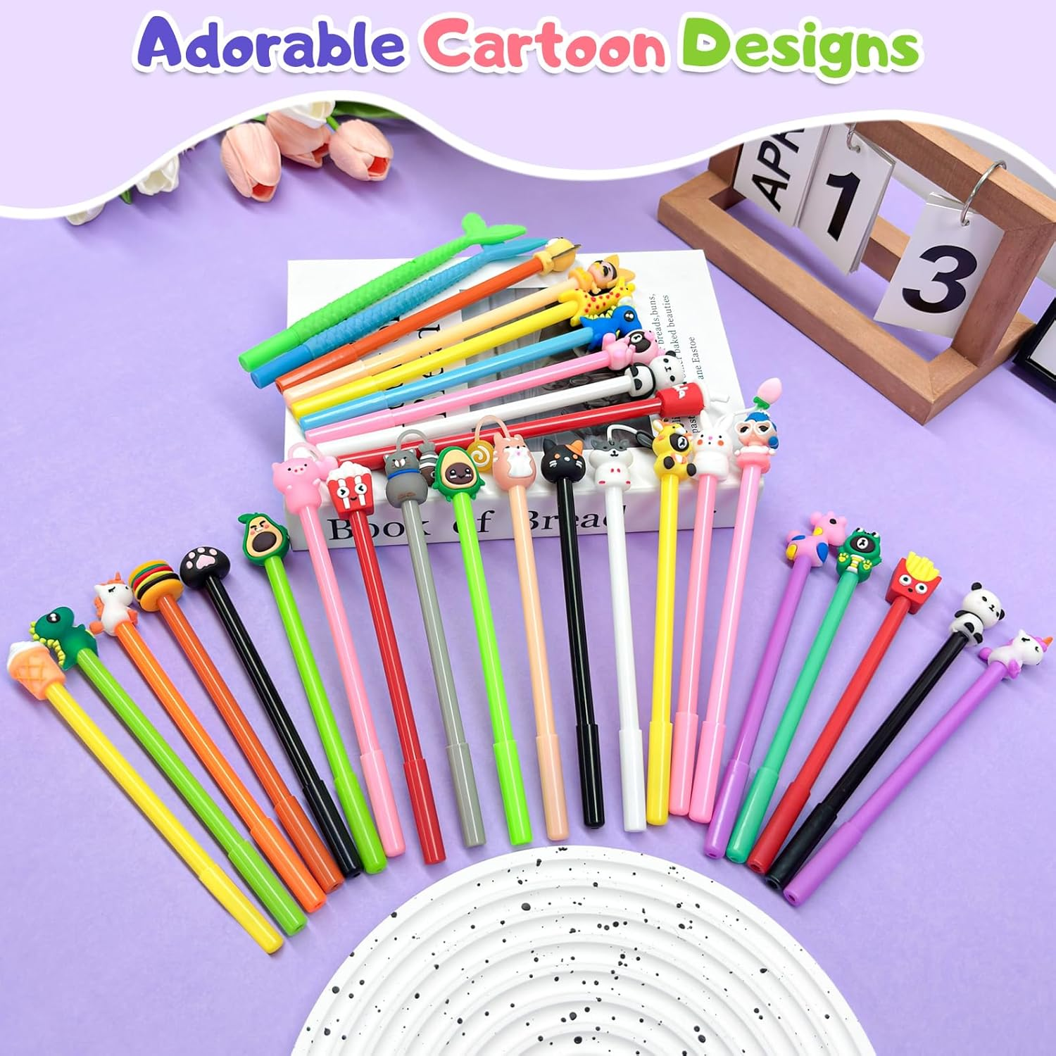Taefuhnn 30 Pcs Novelty 0.5 Mm Gel Black Ink Pens Bulk for Kids, Assorted Cute Cartoon Animal Gel Ink Pens for Kids Party Favors Bag Fillers, Fun Gel Ink Pens for School Supplies Classroom image number 2