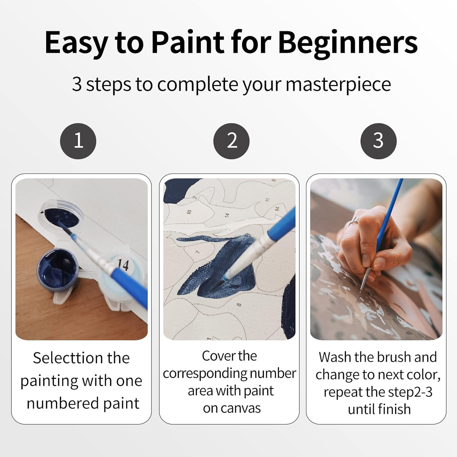 Paint by Number for Adults. Cafe DIY Acrylic Painting Kit for Adults Beginner &ndash; 16&rdquo; X 20&rdquo;With 3 Brushes and Bright Colors image number 6