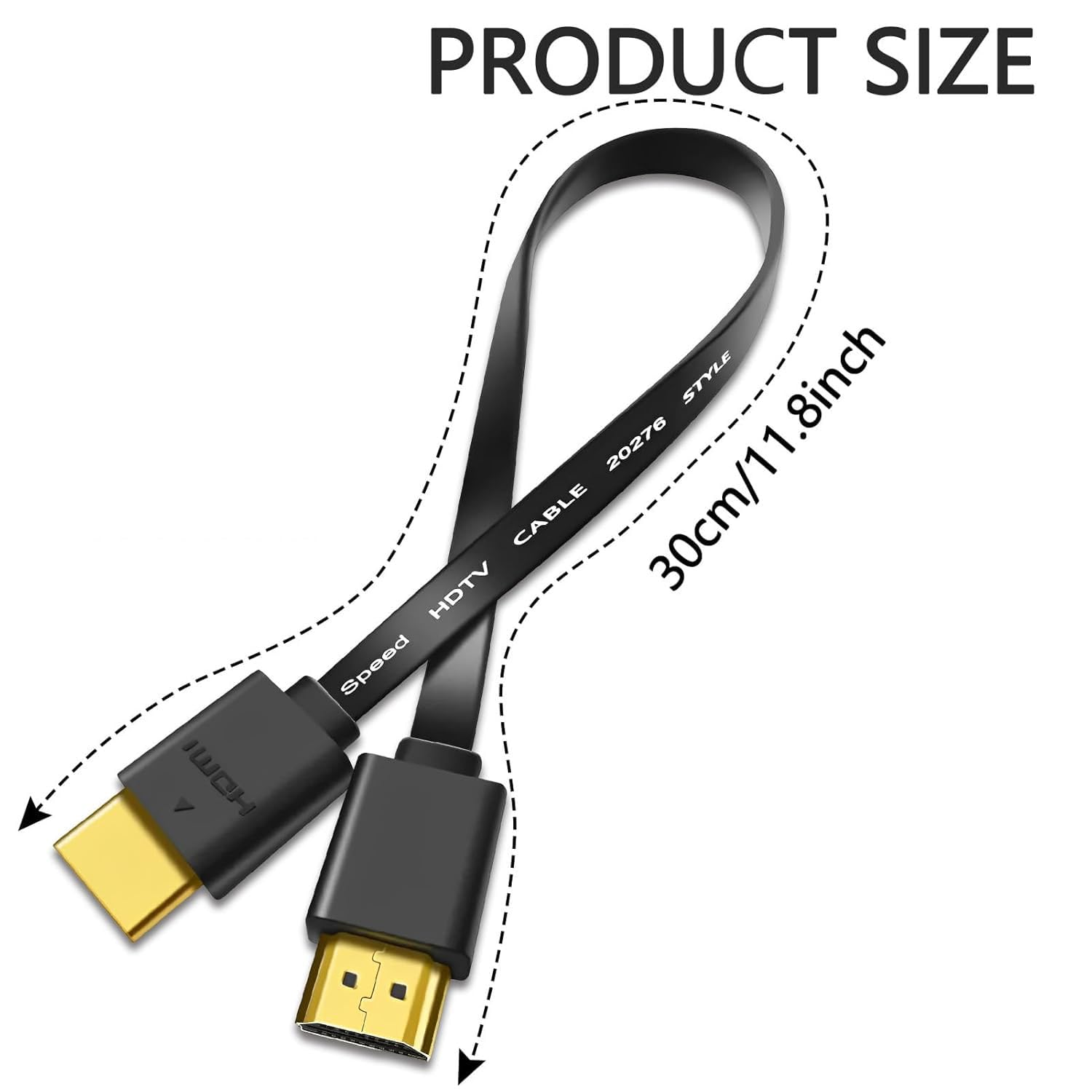 Limcryspp 2 Short HDMI Cables of 0.3M, Flexible and Ultra-Thin HDMI Male to Male Connector Cable, Ultra High Speed 1080P Cable, Used for Laptops, Monitors, TV Boxes, Projectors, Etc image number 3