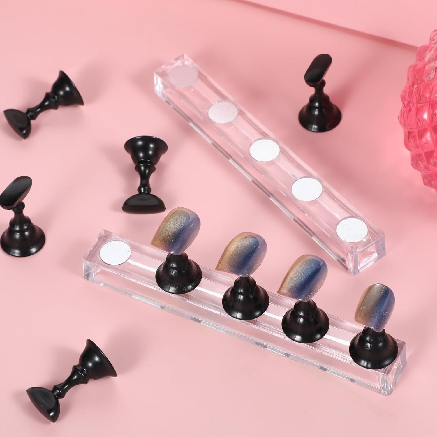 Piriuuo Pack of 2 Nail Stands, Acrylic Nail Stand for Press on Nails Display, Nail Practice Stand, Magnetic Nail Tips Holder, DIY Nail Art Stand, Nail Pressure Nail Stand for Manicure Tool image number 5