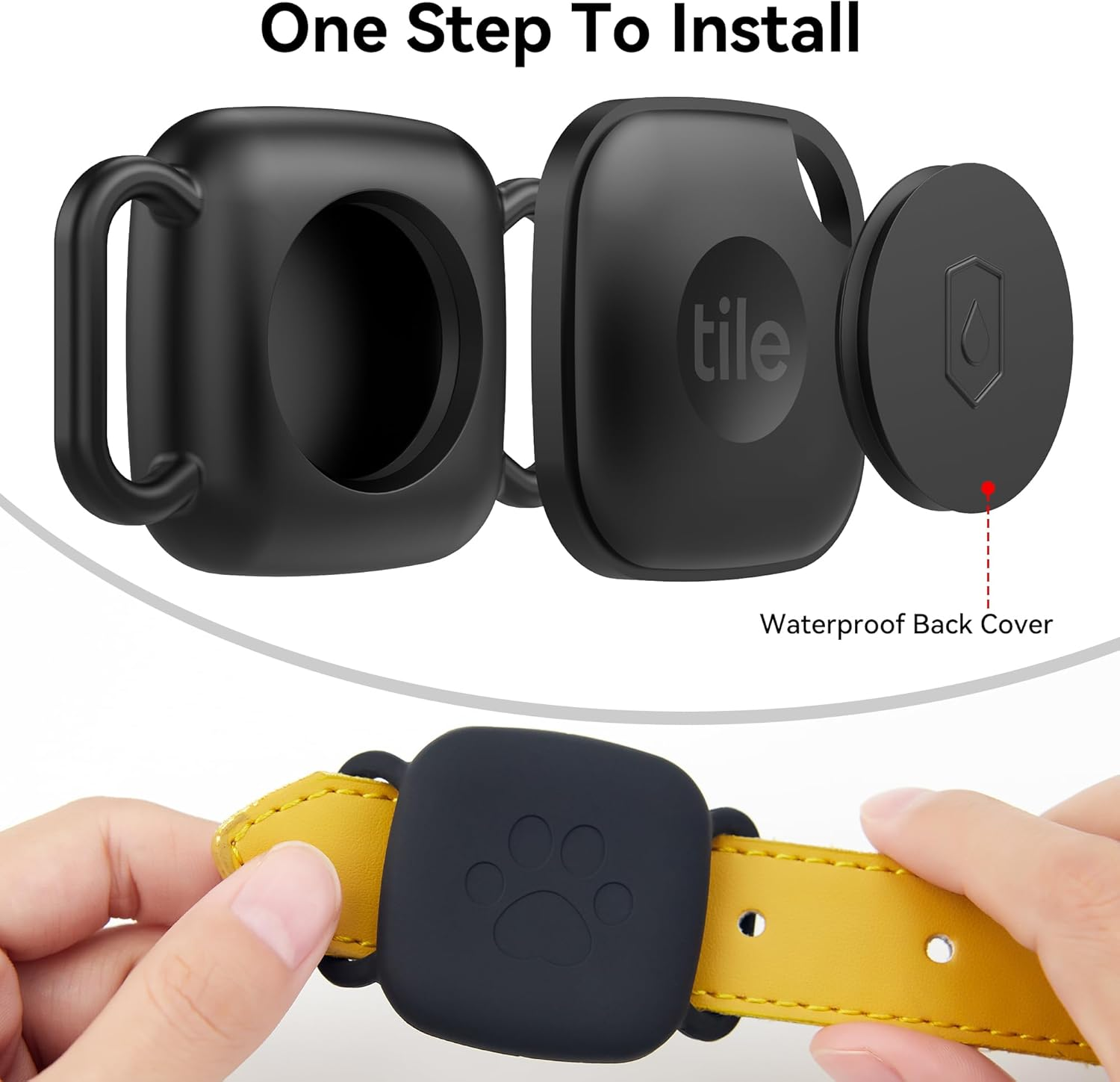 Skyarmor Dog Collar Holder for Tile Mate 2024, 2 Pack Waterproof Silicone Cover, Scratch Resistant Dustproof, Black/Off-White - Black/White image number 2