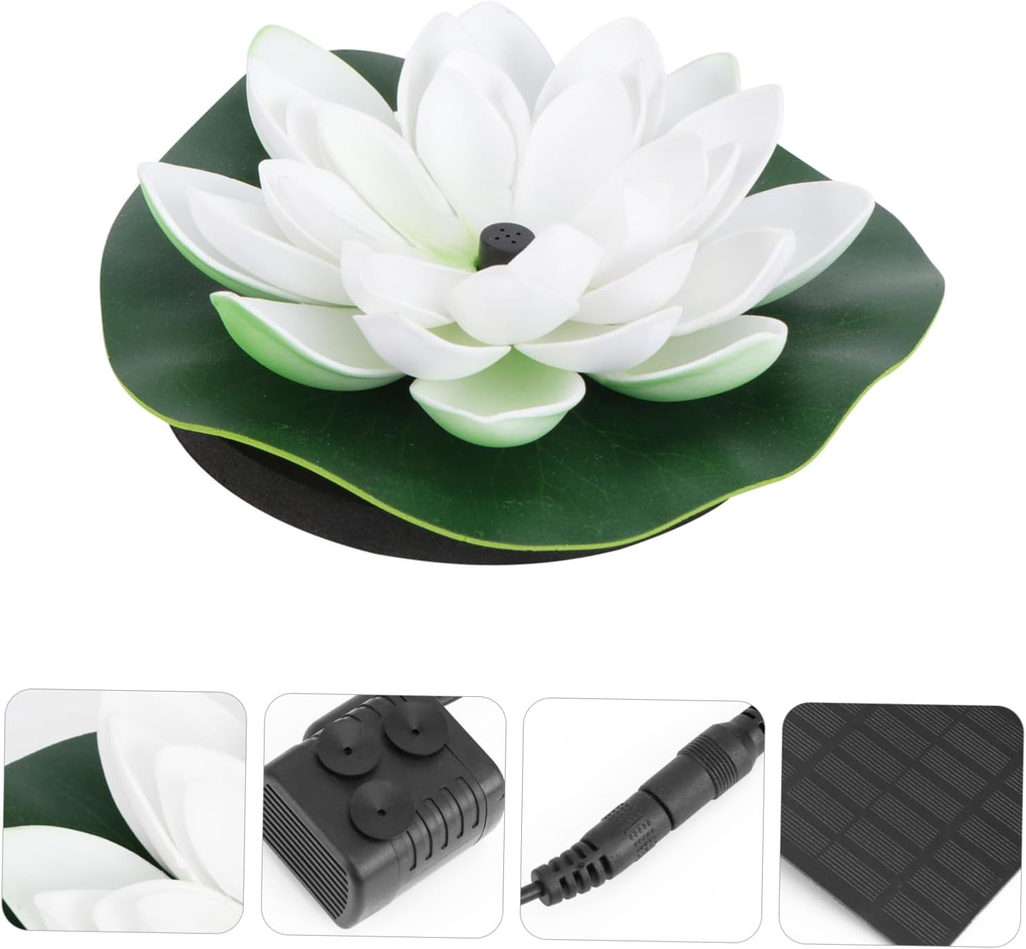 NUOBESTY Solar-Powered Lotus Floating Fountain White Garden Landscape Decor Multi-Nozzle Pump for Fish Ponds Aquariums Outdoor Water Features and Oxygen Circulation image number 5