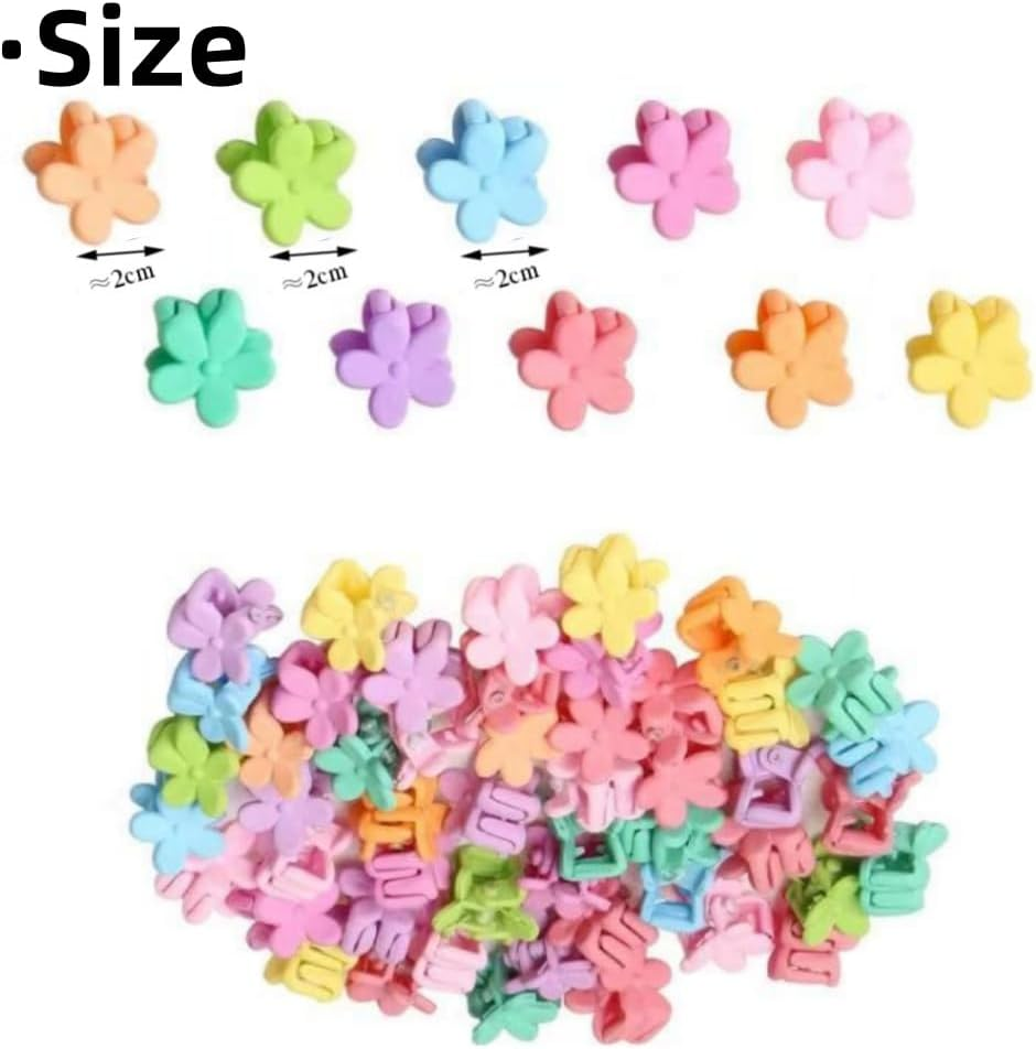 Jindizi 100 Pcs Baby Hair Clips, Mini Flower Hair Clips, Cute Baby Hair Accessories, Multicolor, Floral, Plastic, Claw, All Hair Types, Unisex, Girls and Women, 1 Count (Pack of 100), Baby, Adults image number 5