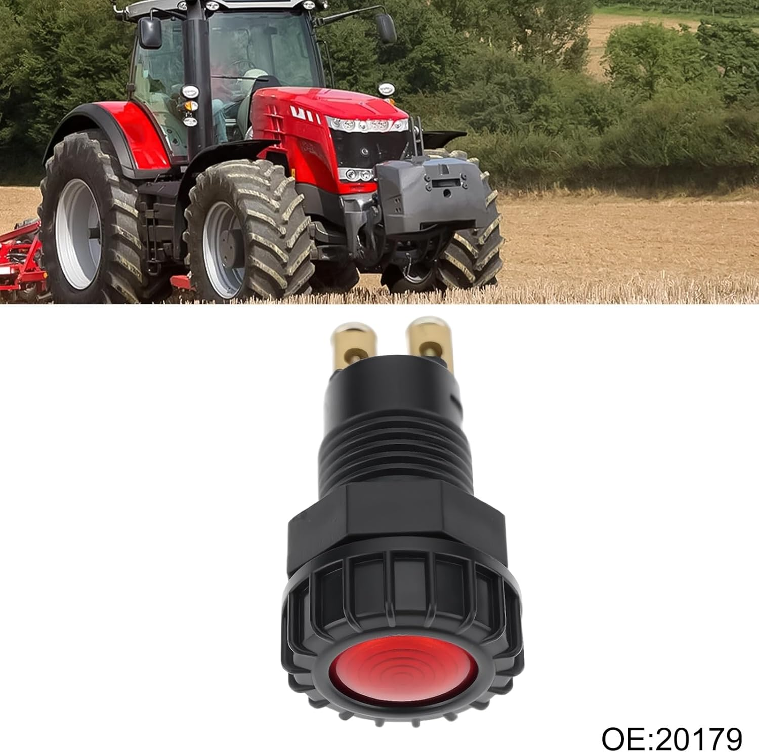 Ecsing 12V Dash Charging Warning Light Lamp 17Mm Mounting Hole 20179 Compatible with Massey Ferguson TE20 TEA20 TED20 Tractor image number 5
