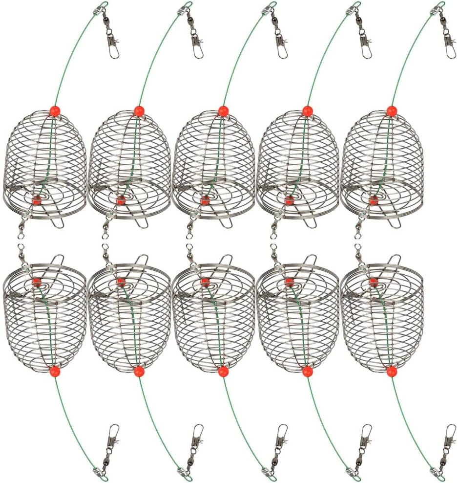 Fishing Bait Trap Cage, Stainless Steel Fishing Trap Basket Feeder Holder Perch Traps for Bait Fishing Tools Lure Cage Accessories for Fishing Enthusiasts, Medium