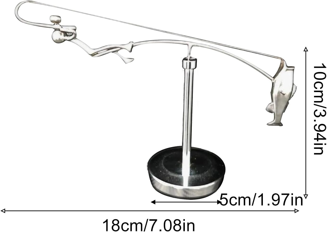Swinging Fisherman Sculpture,Metal Swinging Sticks Fishing Balancing Statue,Moving Fishing Desktop Decoration for Art Collectors Fisherman Decor image number 6