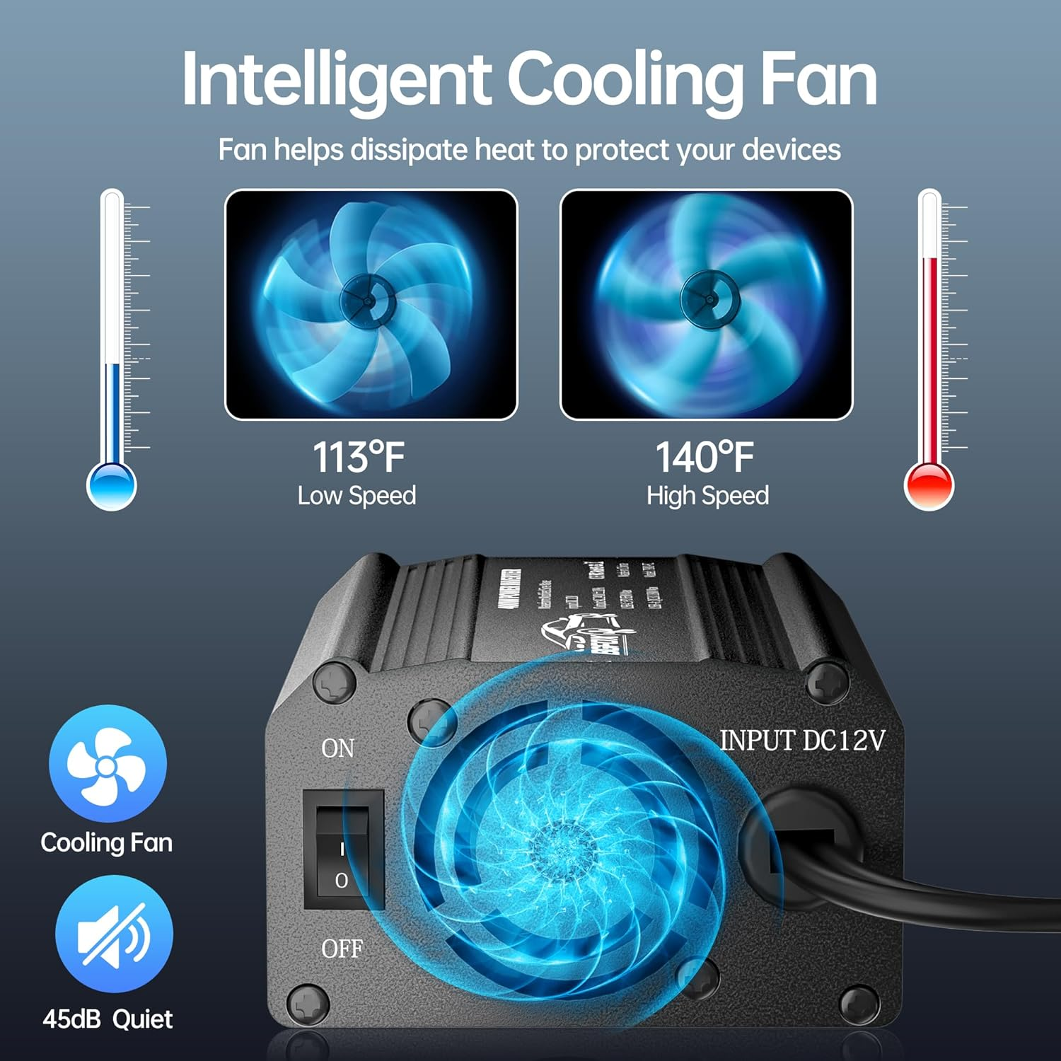 BGFOX 400W Vehicle Power Inverter, 12V to 240V Modified Sine Wave Converter, Car Charger with PD 65W USB-C QC 18W Port for Road Trips, Camping, Cameras and Other Electronic Devices-Black image number 3