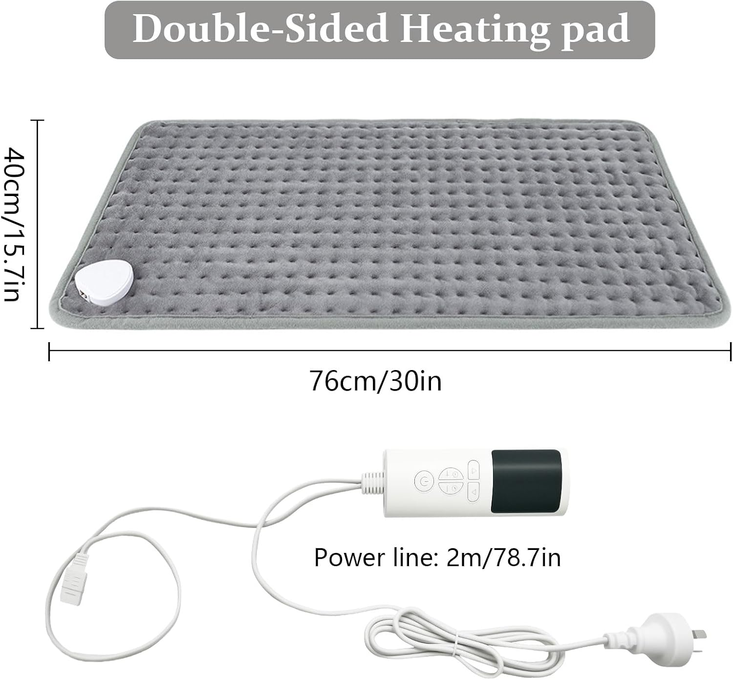 Oolong Electric Heating Pad for Back & Neck Pain Relief - Large 40X76Cm Moist/Dry Heat Therapy Pad with 9 Adjustable Settings, 4 Timer Modes & Auto Shut Off, Machine Washable (Grey) image number 4