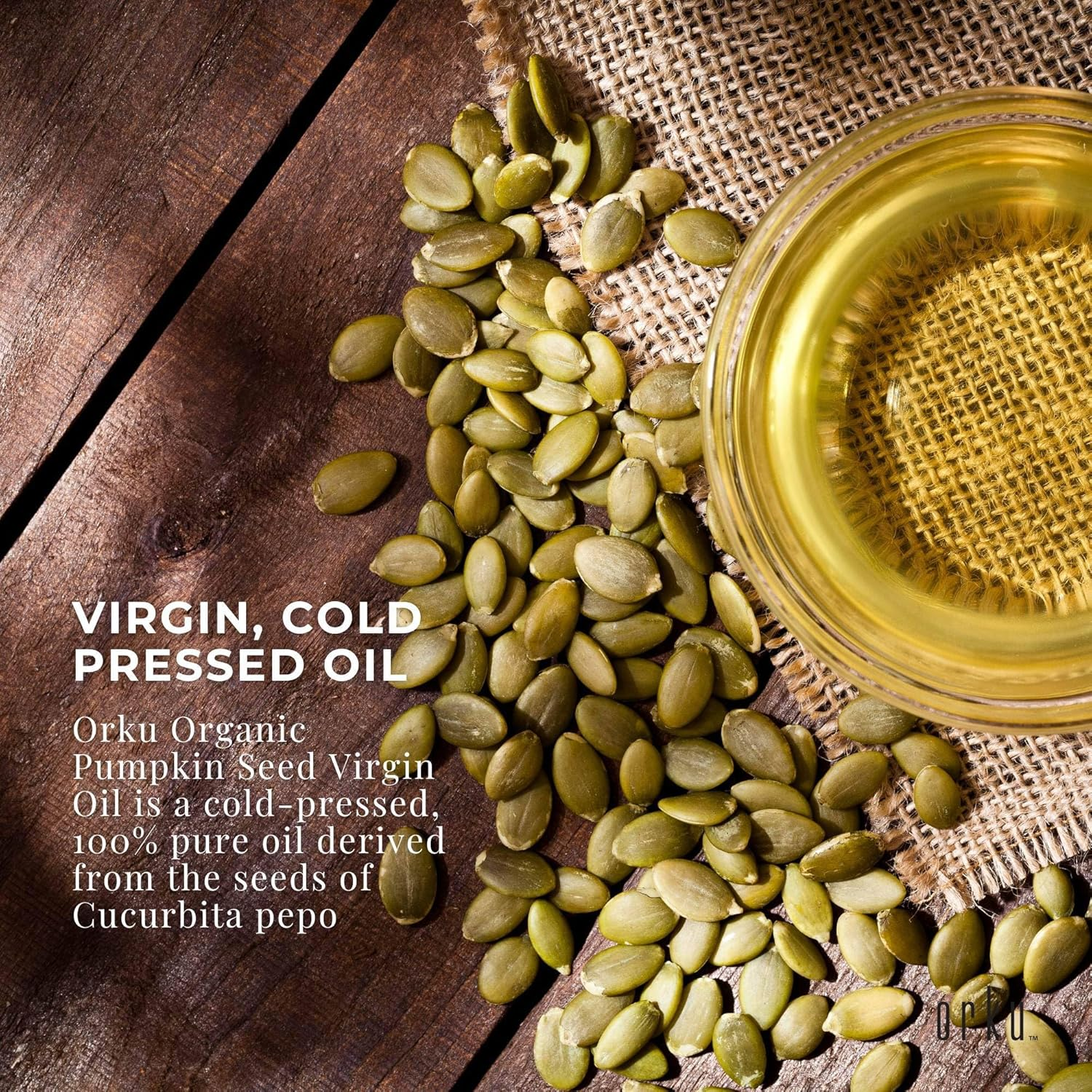 Orku 1L Organic Pumpkin Seed Oil &ndash; Virgin Cold Pressed Unrefined Cosmetic Gr.
