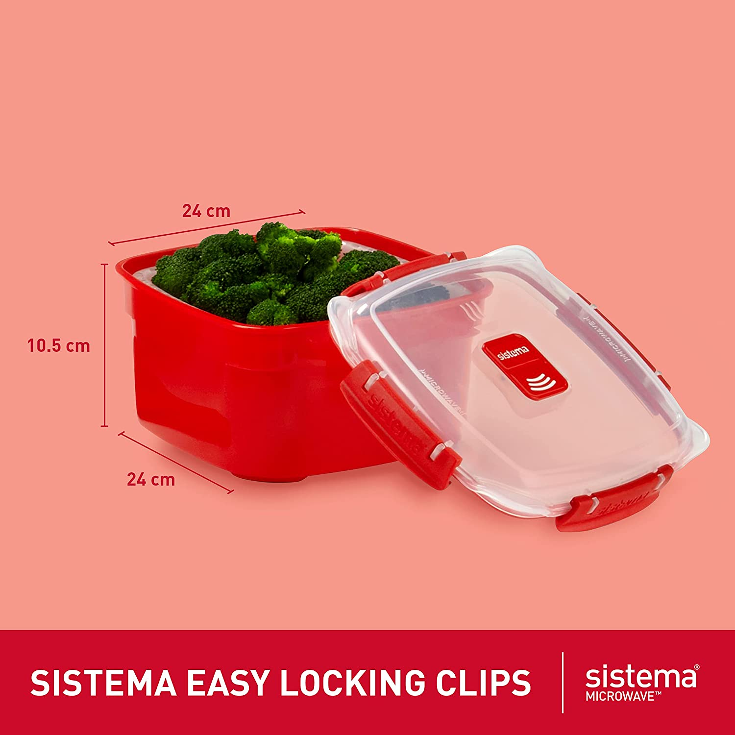 Sistema Microwave 3.2L Large Microwave Steamer, Red image number 6
