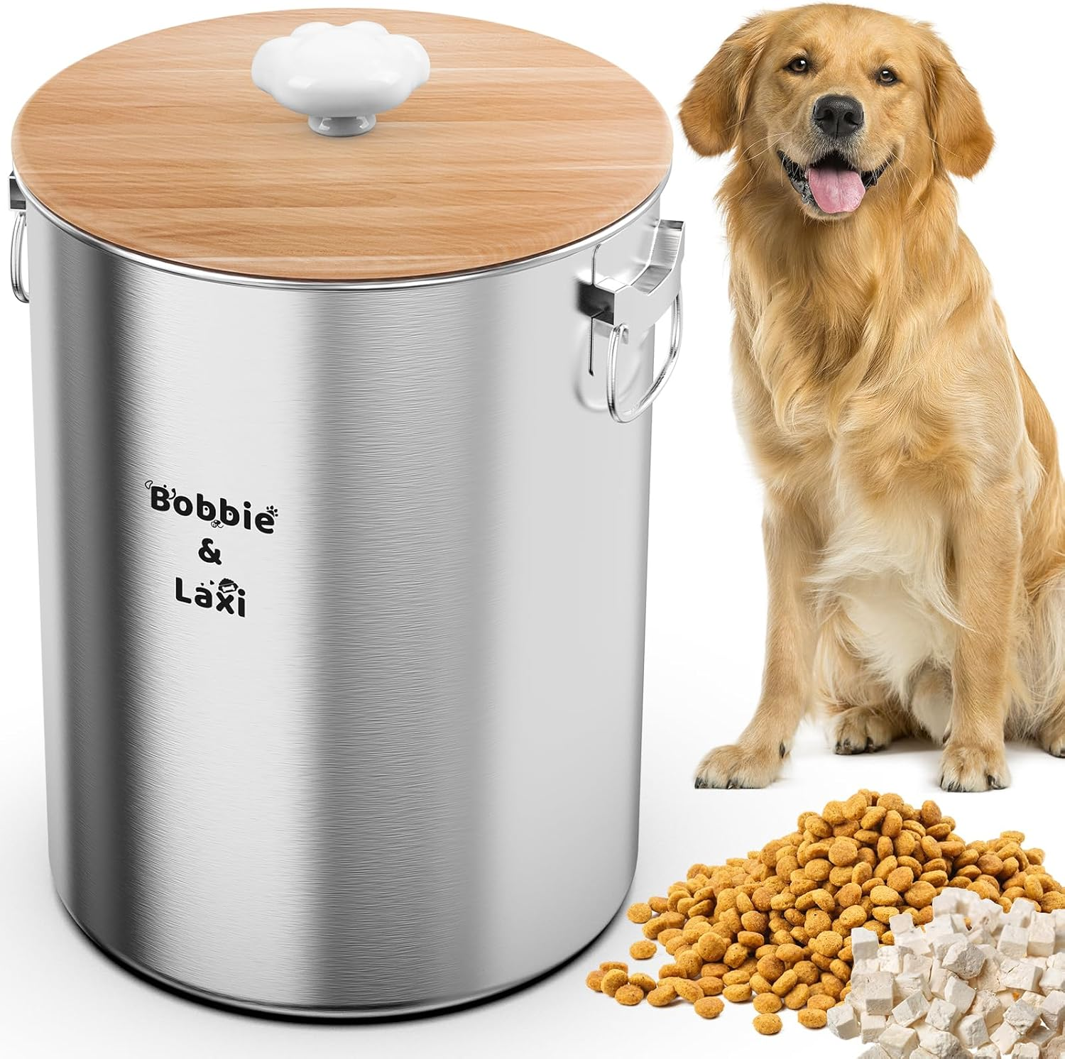 25 Lbs Large Stainless Steel Dog Food Storage Container with Lids Airtight to Keep Food Fresh, Metal Pet Food Bin Claw Handle Easy Clean & Use for Big Dog Multiple Pet, Long-Lasting Cat Litter Storage image number 4