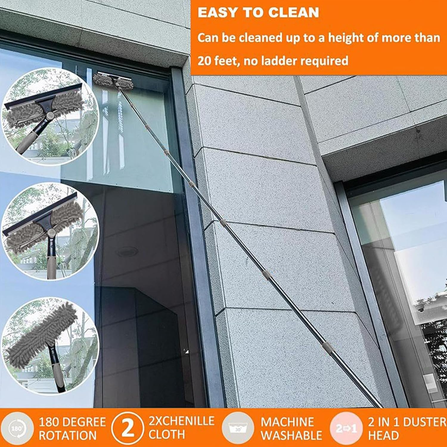 Extendable Duster Kit Telescopic Ceiling Duster with Multi-Function Attachments Ergonomic Adjustable Pole for Easy Dusting up to 6M Home Cleaning Tool for Hard-To-Reach Ceilings & image number 1