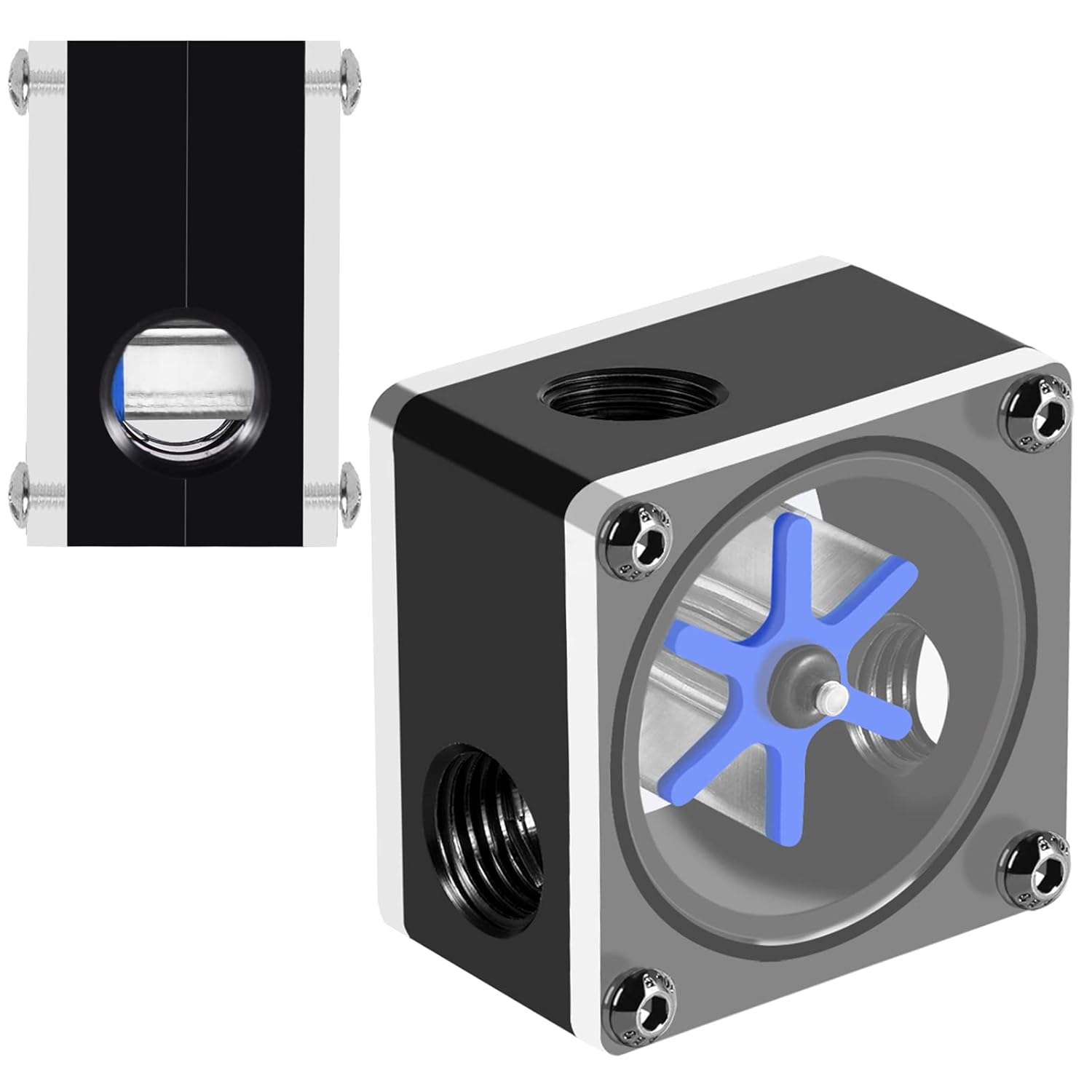 G1/4 Thread 6 Impeller Meter 3 Ways Meter Indicator for PC Water Cooling System image number 2