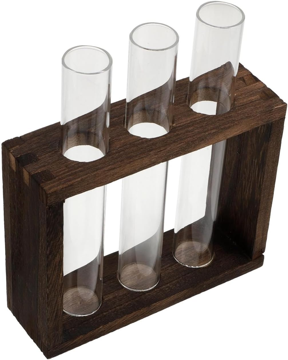 Cabilock Retro Wooden Rack Test Tube Vase for Hydroponic Plants, Glass Propagation Station for Flowers, Desktop Terrarium Decoration for Home, Office, or Restaurant image number 3
