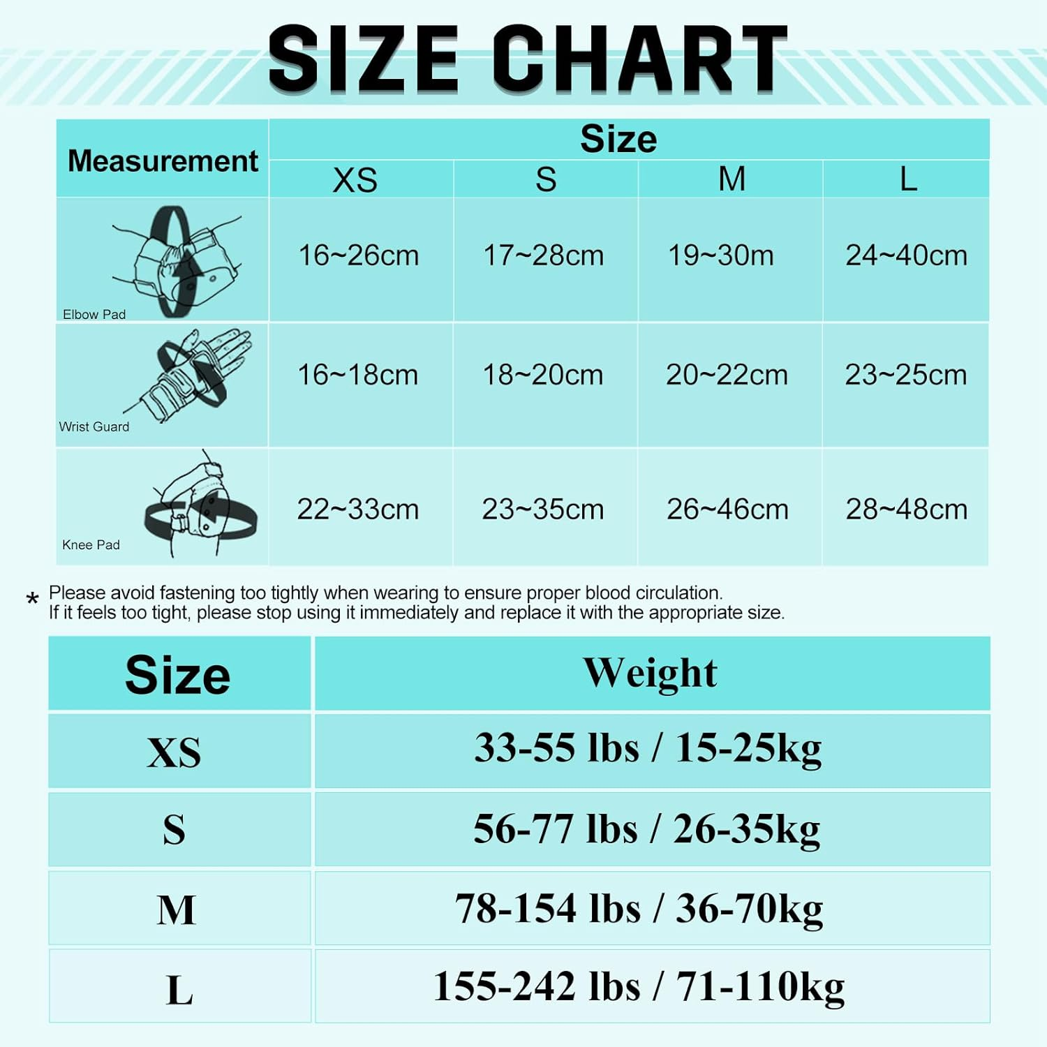 Adult/Kids Knee Pads Elbow Pads Wrist Guards 6 in 1 Protective Gear Set for Inline Roller Skating Skateboarding Scooter BMX Etc.