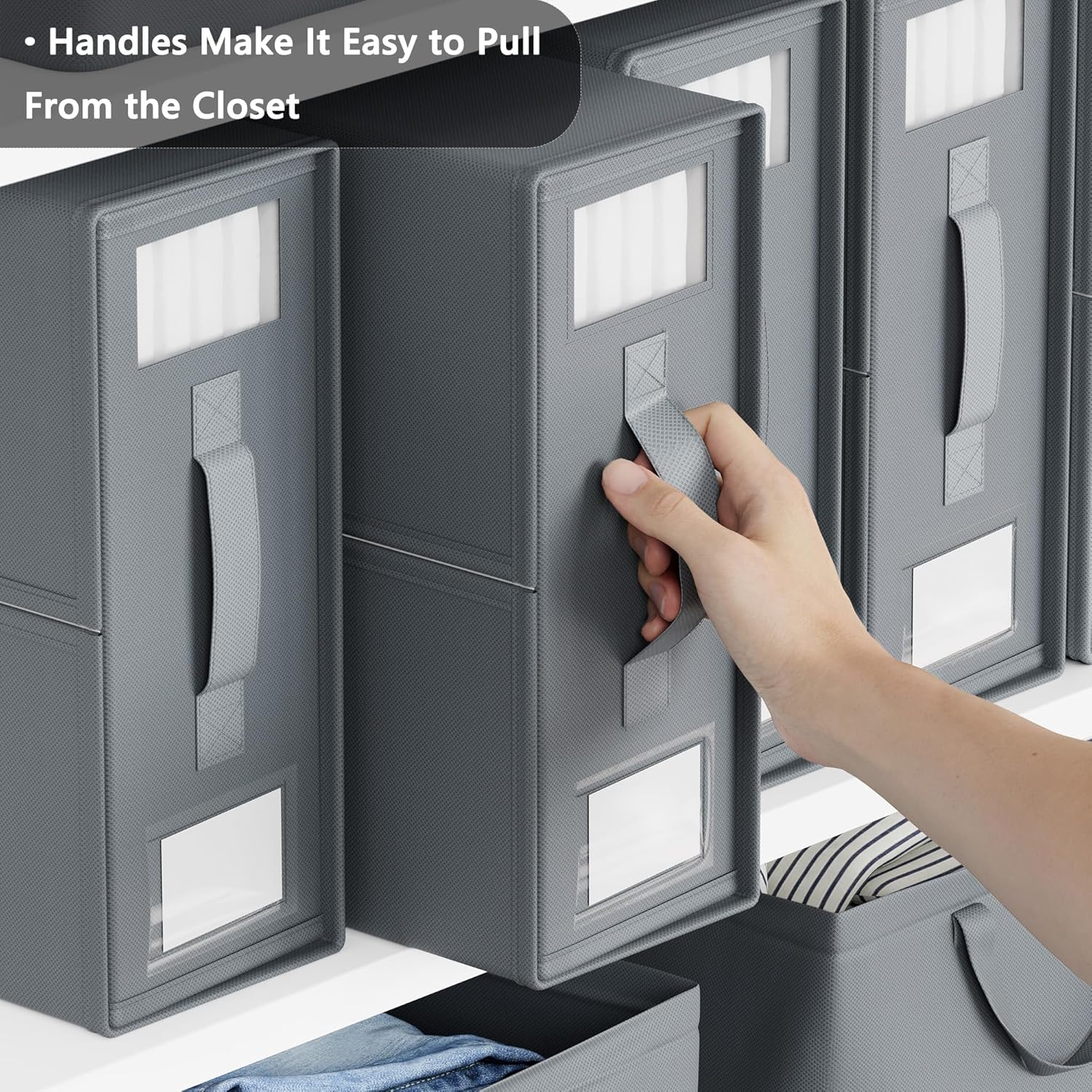 Sheetcube Bed Sheet Organizers and Storage 6 Pack, Foldable Linen Closet Organizer with Window and Label, Bedding Folder Storage Box Container for Blanket, Duvet Cover Set, Bed Sheet Set - Grey image number 1