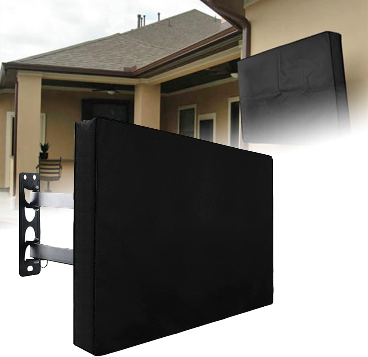 Outdoor Waterproof TV Cover, 600D Heavy Duty Oxford Full Flat Screen Television Protector, Weather UV Water Dust Proof Cover for 50" to 70" TV (For 60-65 Inch TV) image number 5