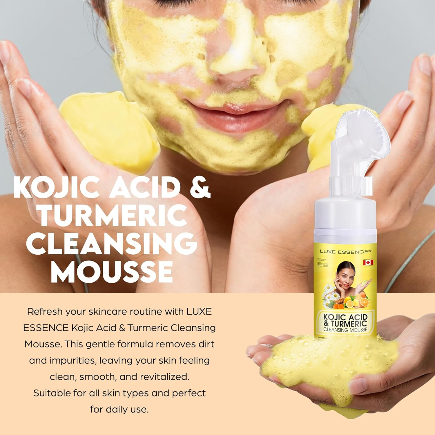 Premium Kojic Acid and Turmeric Mousse Cleanser 150Ml | Kojic Acid and Turmeric Infused Mousse Cleanser | Skin Brightening | Moisturizing and Hydrating | for Face and Body | Deep Clean for Men and Women and All Skin Types image number 1