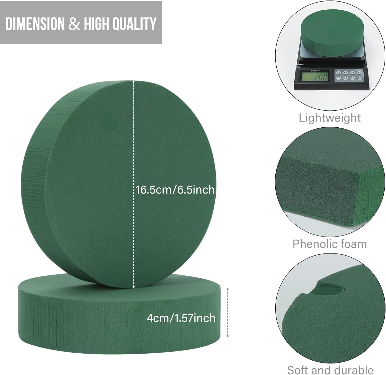 BEWAVE 8 Pcs Floral Foam Blocks round Wet & Dry Foam Bricks Green Styrofoam 16.5CM Large for Artificial Flowers Wedding Birthdays Home and Garden Decorations image number 5