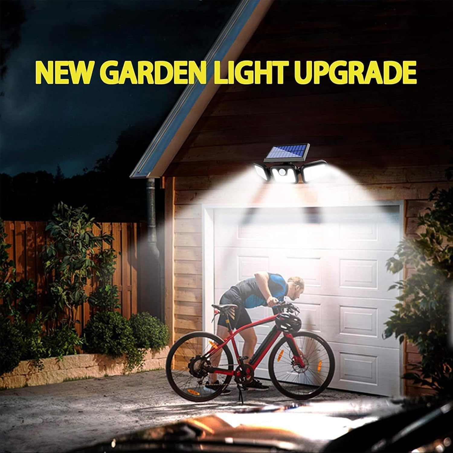 Harloon Solar Outdoor Lights 2 Pack, 1200LM Super Bright Motion Sensor Outdoor Light, IP65 Waterproof Wide Angle 6500K Solar Powered Security Flood Lights for outside Garage Yard Patio image number 1