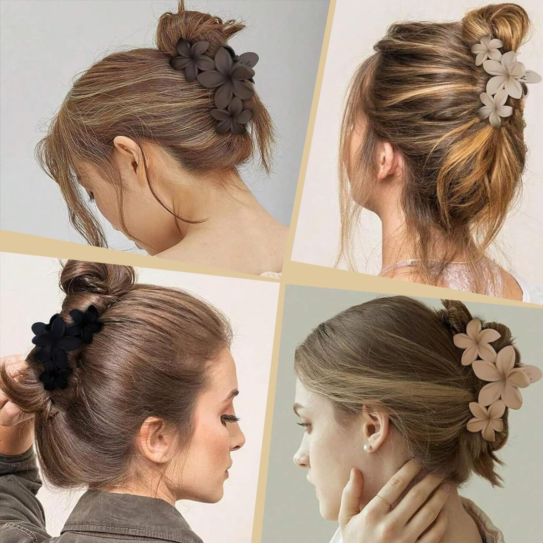 XYTAHDM Flower Hair Clips, Pack of 4 Flower Hair Clips, Large Flower Hair Clip, Hawaiian Flower Claw Clips, Hawaiian Hair Accessories for Thick Hair, Thin Hair image number 4