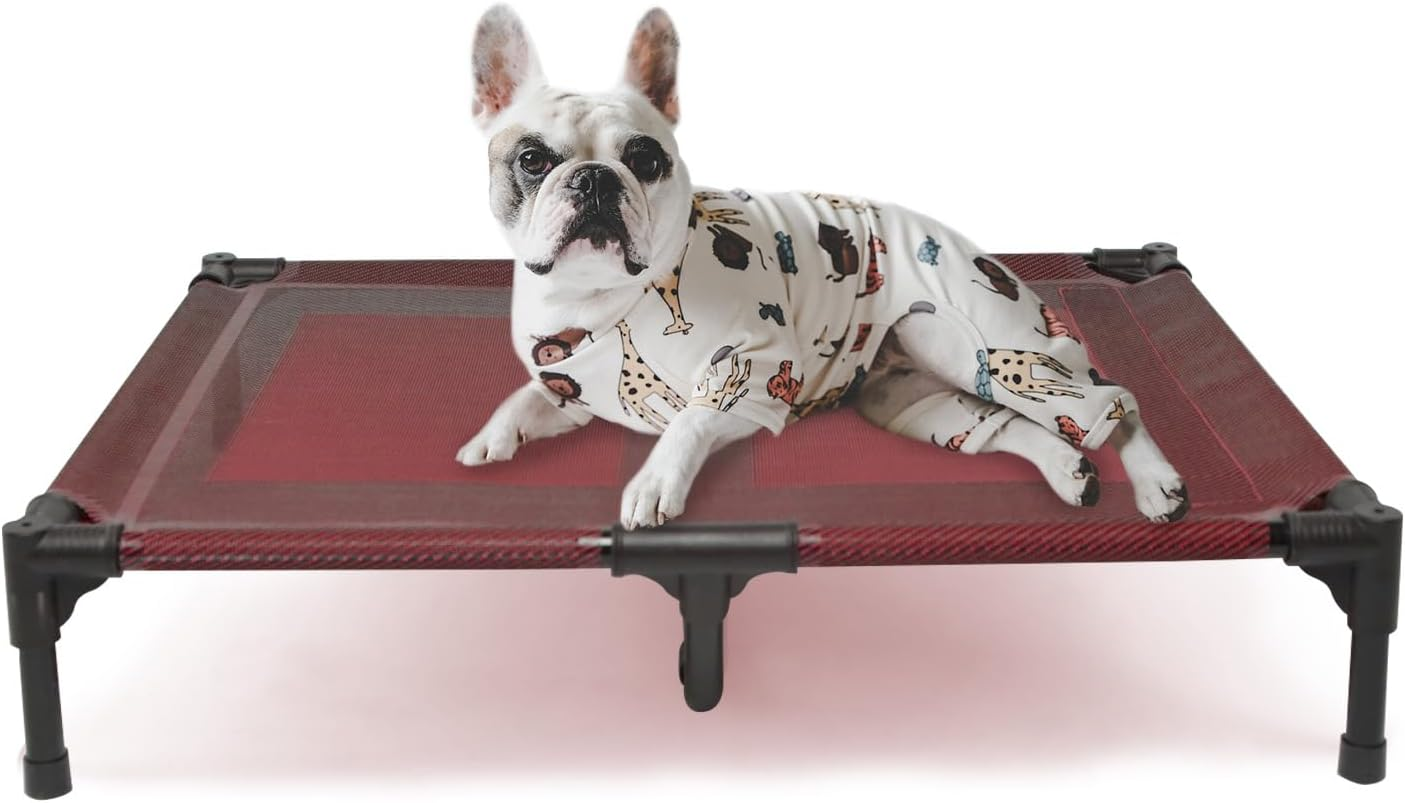 SUDDUS Elevated Dog Bed - Waterproof, Portable, Raised off Floor - Easy Clean for Indoor or Outdoor Use - Medium, Red