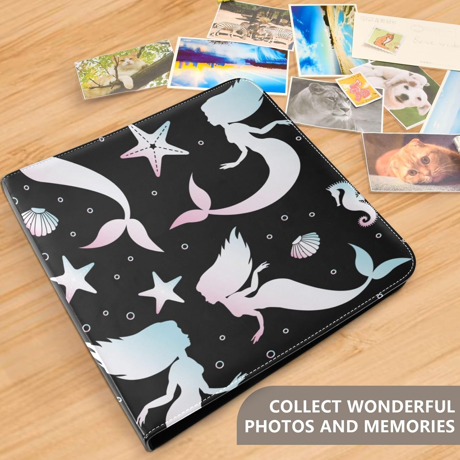 Colorful Mermaid Seahorse Stars Photo Album Picture Book for Photos Self Adhesive Pages Bookshelf Photo Albums Family Albums for Photos 4X6, 6X8 image number 4